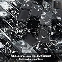 Vista 6 de Azulejo de mosaico de vidrio para salpicadero negro y gris de 12 x 12 pulgadas para salpicadero de cocina, baño y ducha