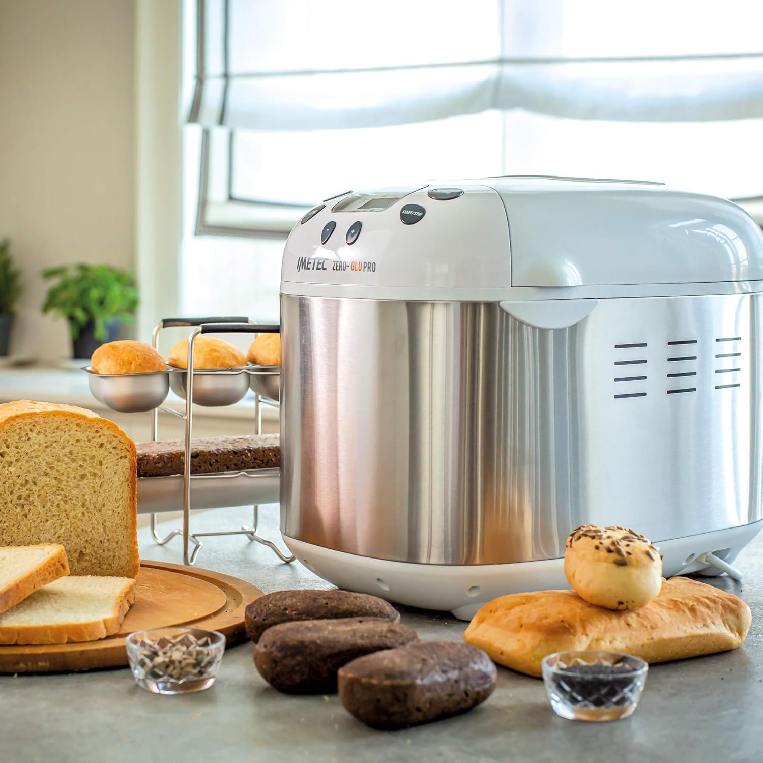 Imetec Zero-Glu Pro, Macchina per Pane, Ciabatte e Panini senza Glutine per Celiaci, Pasta Pizza, Dolci, Marmellate, 20 Programmi, 2 Pale Impastatrici, Temperatura Levitazione Controllata, Ricettario Imetec Zero-Glu Pro, Macchina per Pane, Ciabatte e Panini senza Glutine per Celiaci, Pasta Pizza, Dolci, Marmellate, 20 Programmi, 2 Pale Impastatrici, Temperatura Levitazione Controllata, Ricettario