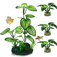 EDGCTYU 4PCS Green Silk Aquarium Plants for Betta Fish Tanks - Realistic Foreground Water Grass Decorations