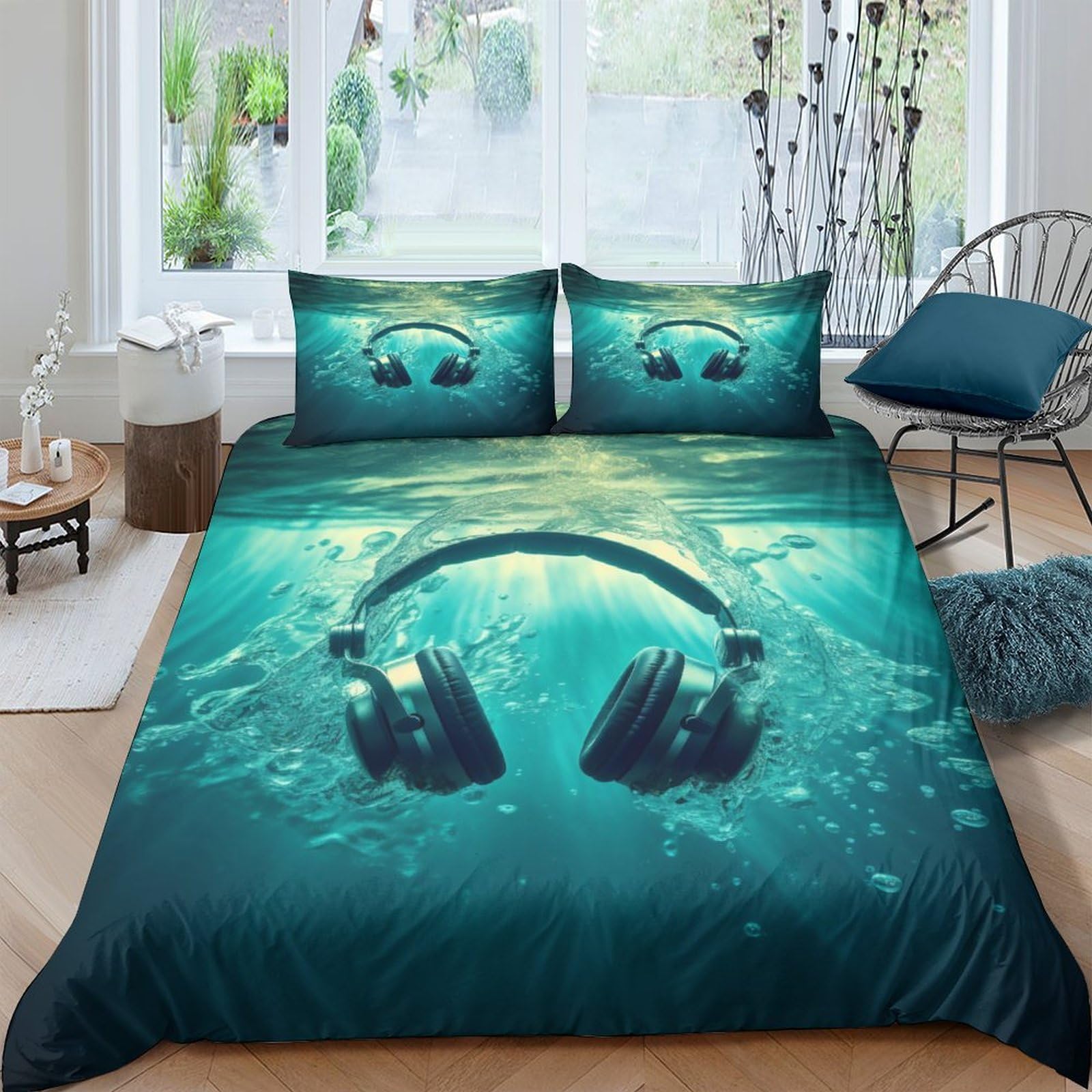 Housse de couette fermeture éclair parure lit 3D king microfibre infroissable