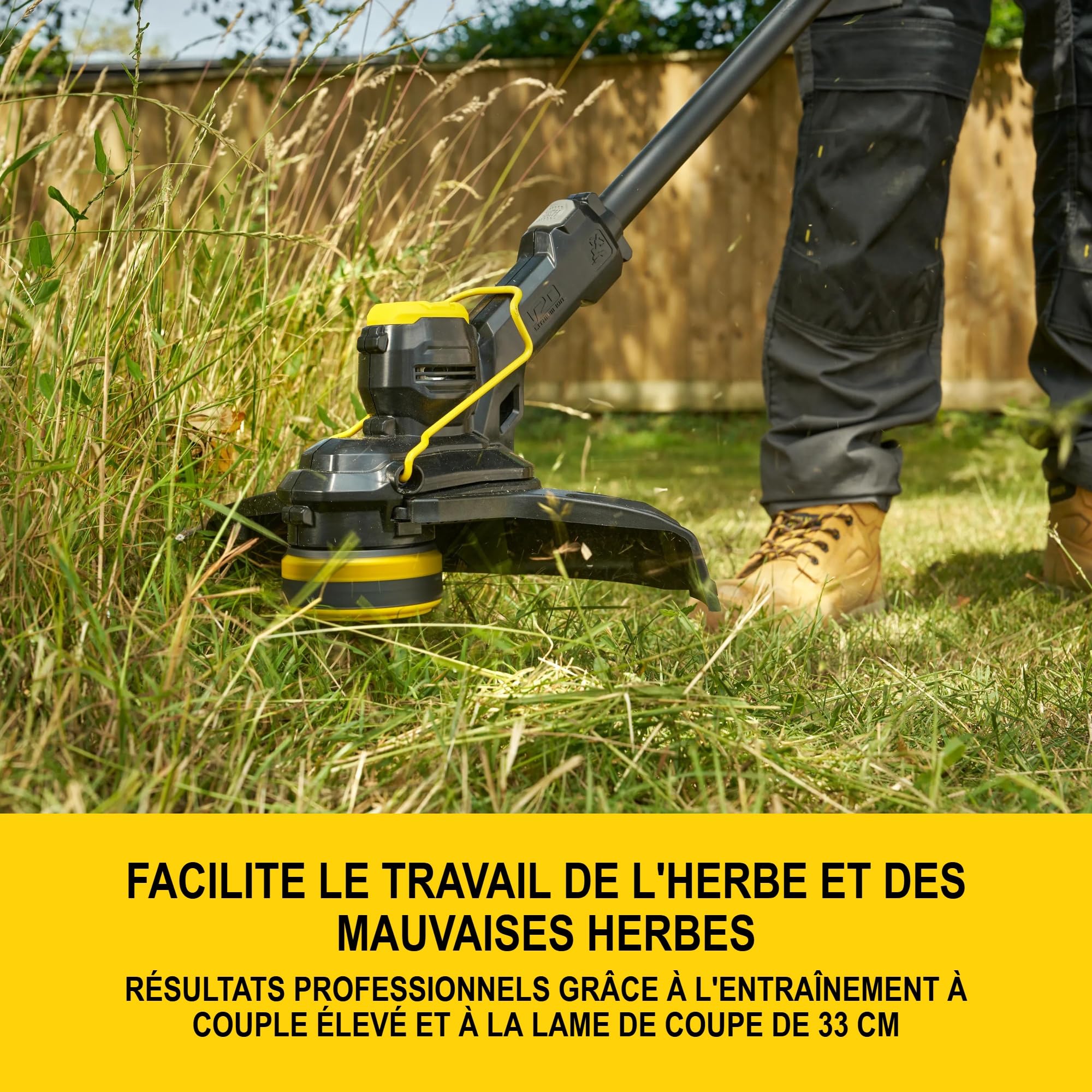Stanley V20 Coupe-Bordures sans Fil, avec Protecteur de Bordures, sans Batterie ni Chargeur, 18V, STCST933B-XJ