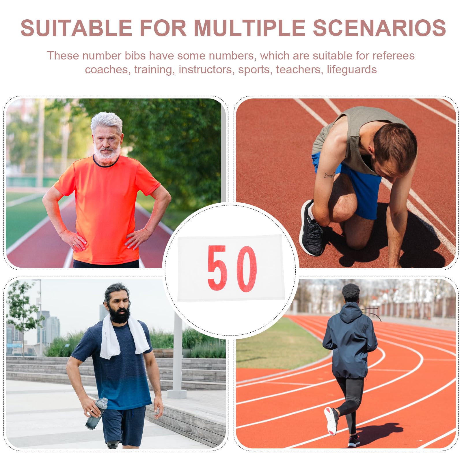 Lurrose Pettorali da Corsa Numerati Spille Incluse, Set da 50 Pezzi per Gare di Atletica Leggera e Allenamenti Sportivi