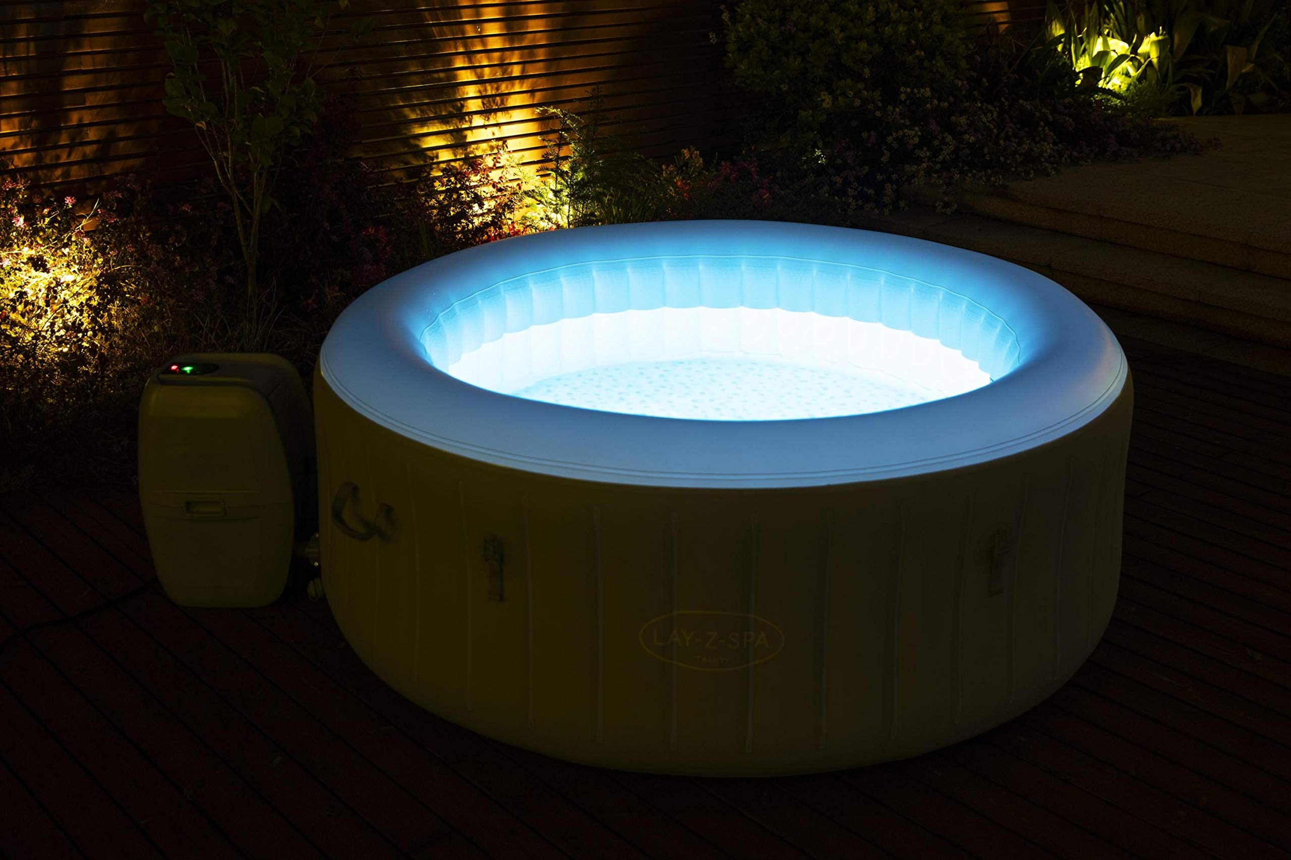 BESTWAY - SPA Hinchable Lay-Z-SPA Tahiti para 2-4 Personas Redondo 180x66 cm con Luces LED