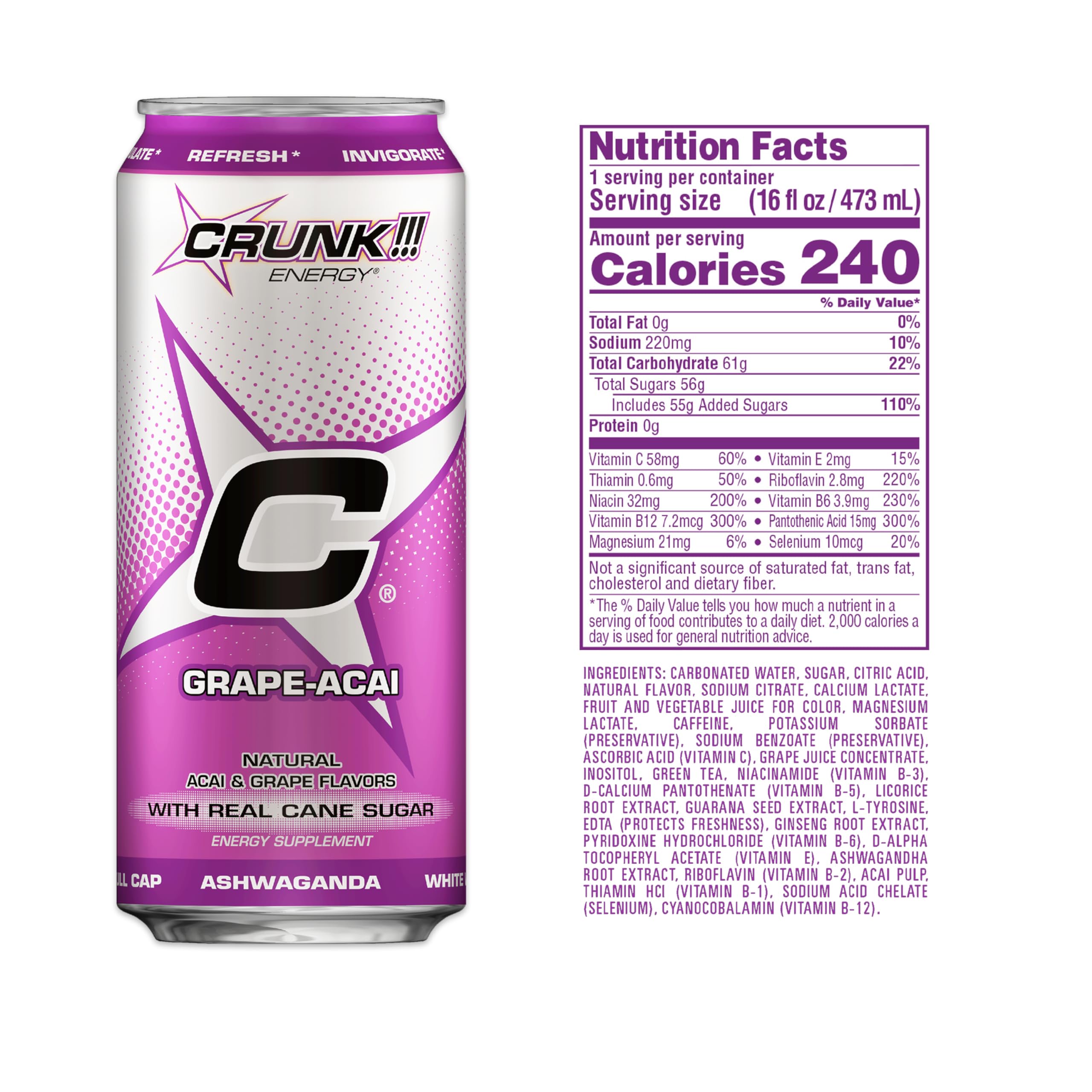 Amazon.com : CRUNK!!! Energy Grape-Acai 16oz 12pack : Grocery