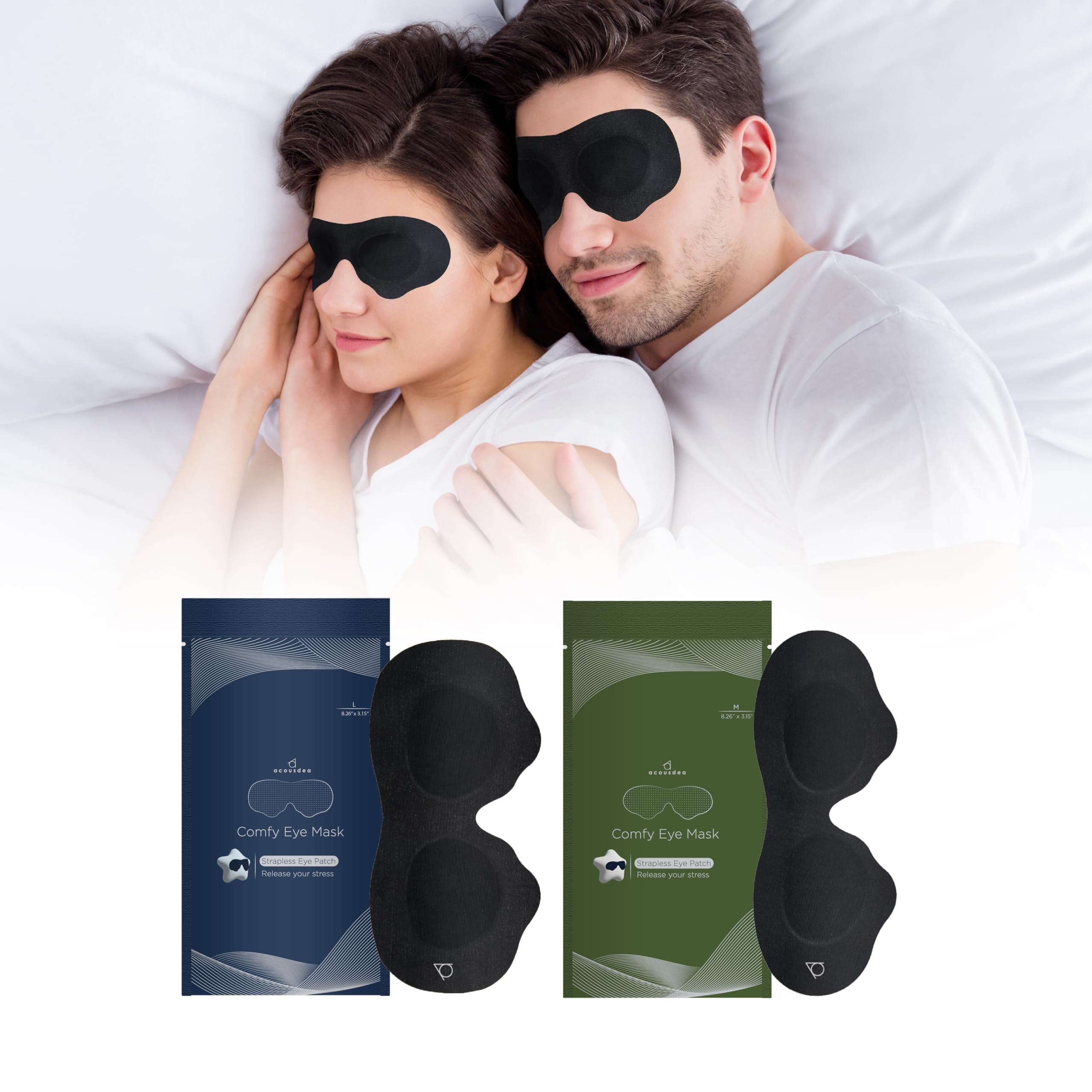 Acousdea No Strap Sleeping Eye Mask for Men and Women 100 Block-Out Lights Comfortable and Soft Side-Sleeper Kindly