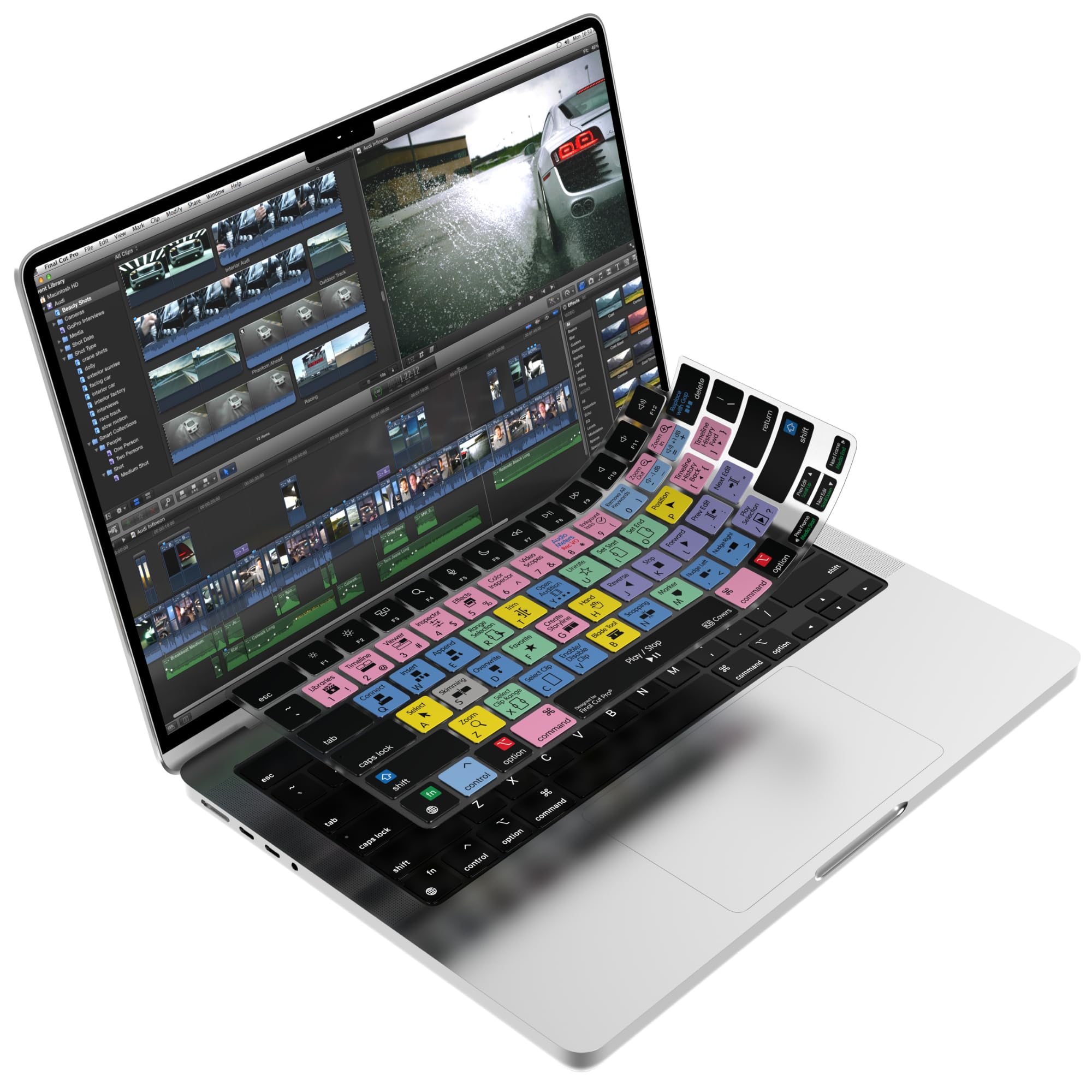KB Covers Final Cut Pro - Cover per tastiera compatibile con MacBook Pro - 14" e 16" - (2021+) e MacBook Air con chip M2 - 13" e 15" - (2022+)