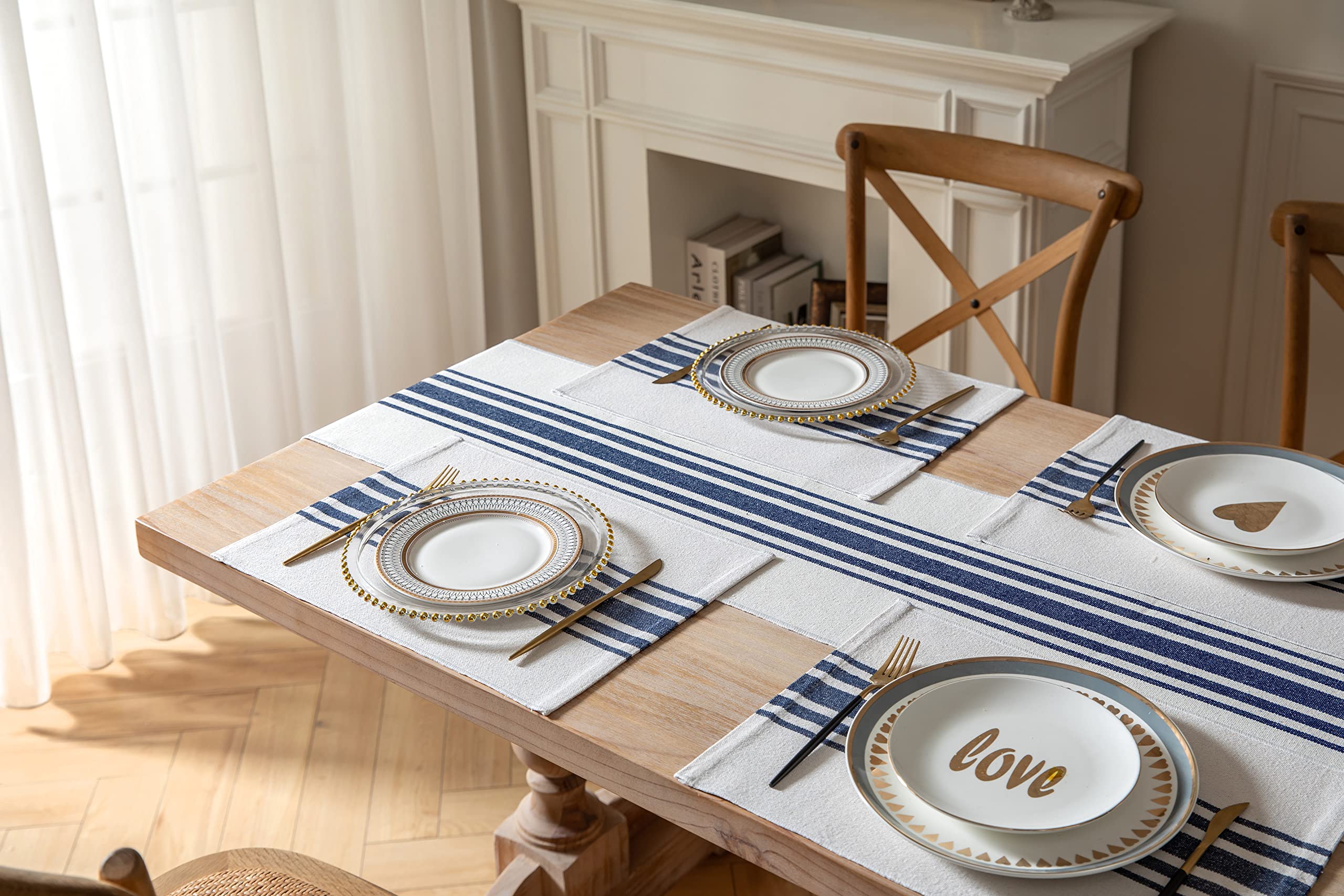 Fabstyles 100% Cotton Placemats Set Of 4 - 13x19 Inch Heavyweight, Machine Washable Table Mats, Mocha