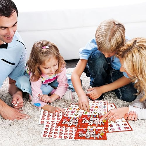 Miniatura 7 de JULMELON Juegos de bingo de San Valentín, 24 jugadores de San Valentín para adultos, tarjeta de juego de bingo de San Valentín para actividades de