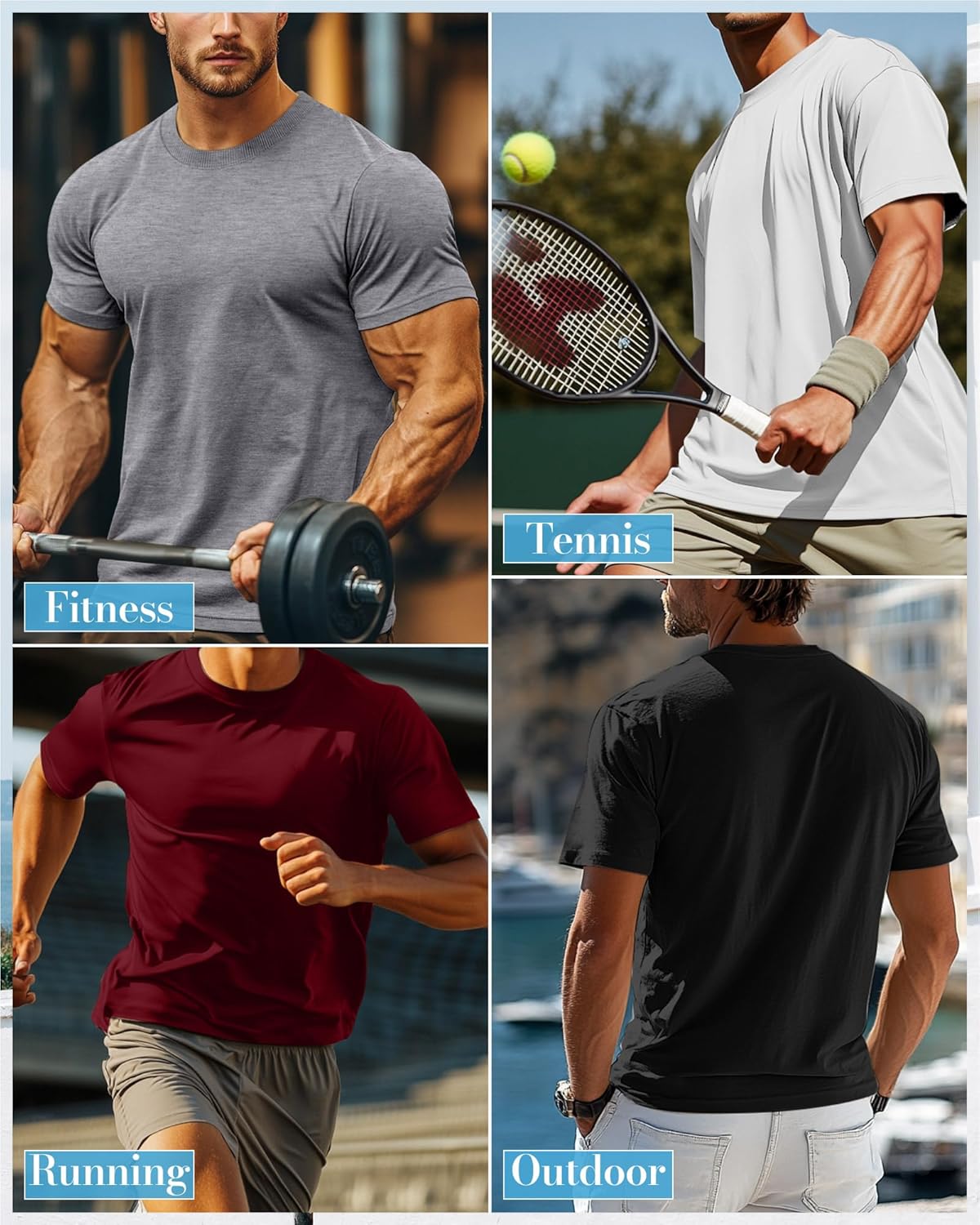 Ficerd 5 Pack Men's Big and Tall Shirts Short Sleeve Cotton Tee Summer Crew Neck Oversize Top Loose Fit Shirt Multipack - Image 4