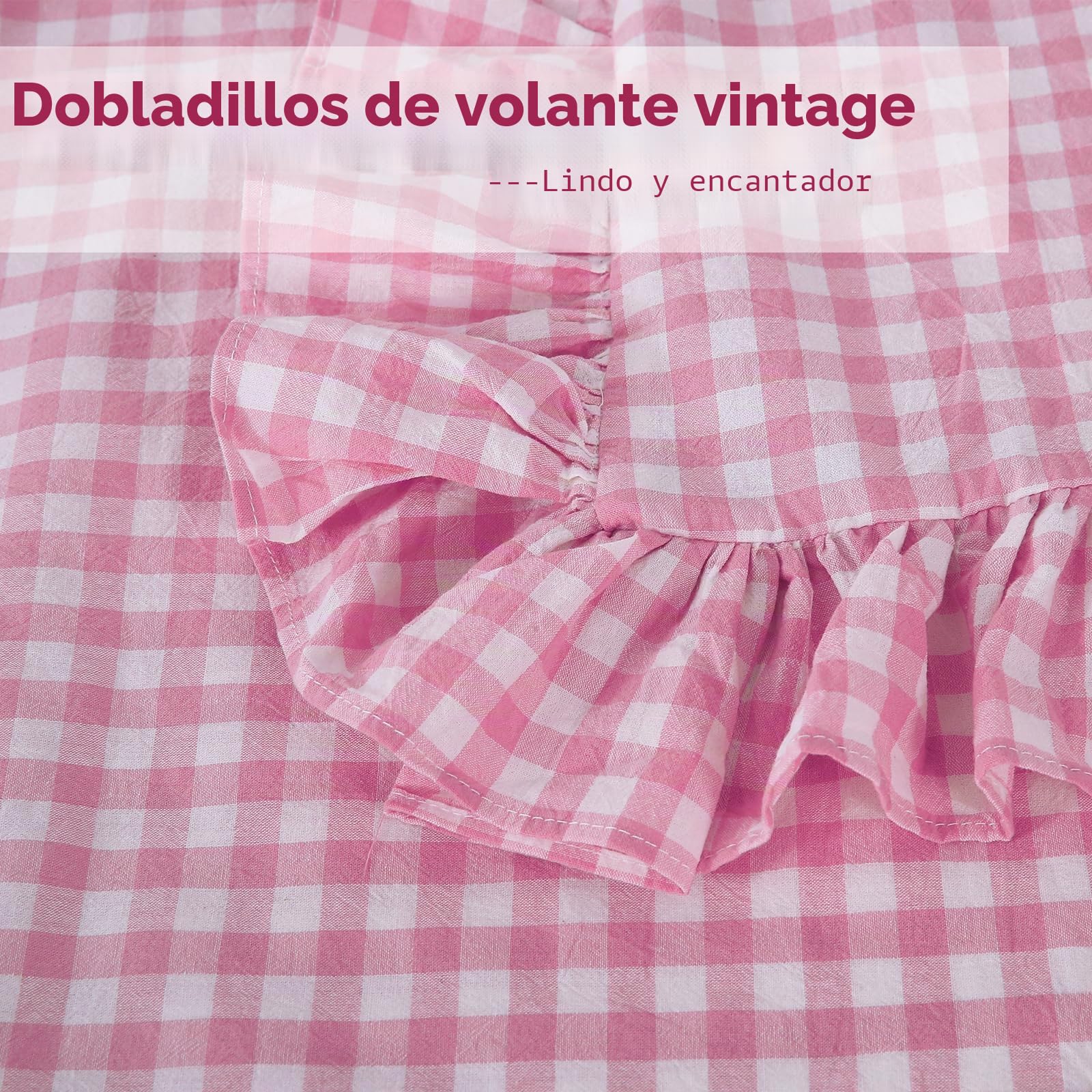 Paquete de 2 Fundas de Almohada Europeas con Volantes a Cuadros Rosa de 26 x 26 Pulgadas, algodón Lavado a Cuadros Rosa y Blanco, Fundas de Almohada para Cama/sofá (26 x 26 Pulgadas | 100% algodón lavado, fundas de almohada decorativas a cuadros con volan