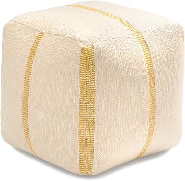 Anji Mountain Pouf Ottoman Foot Rest, Handmade Ottoman Pouf, Comfortable Foot Stool, Decorative Floor Seating for Living Room Decor, Bedroom & Home Decor Accent - Croissant