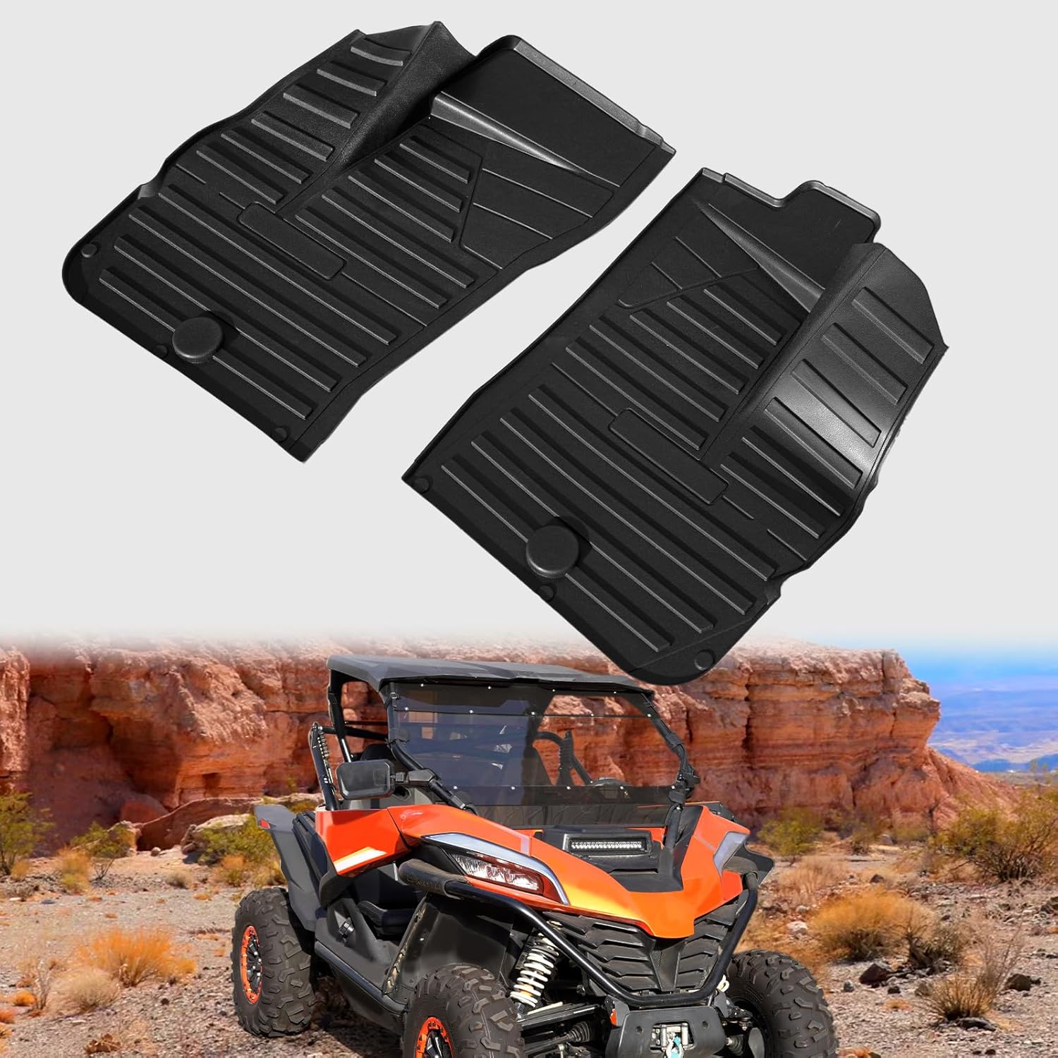 A & UTV PRO Front Floor Mats Fit for CF Moto ZFORCE 950 H.O. EX 2022-2024, All Weather Waterproof 3D Floor Liners, TPE Front Row Slush Mats for ZFORCE 950 Sport 20-22, ZFORCE 950 H.O. Sport 2022-2023
