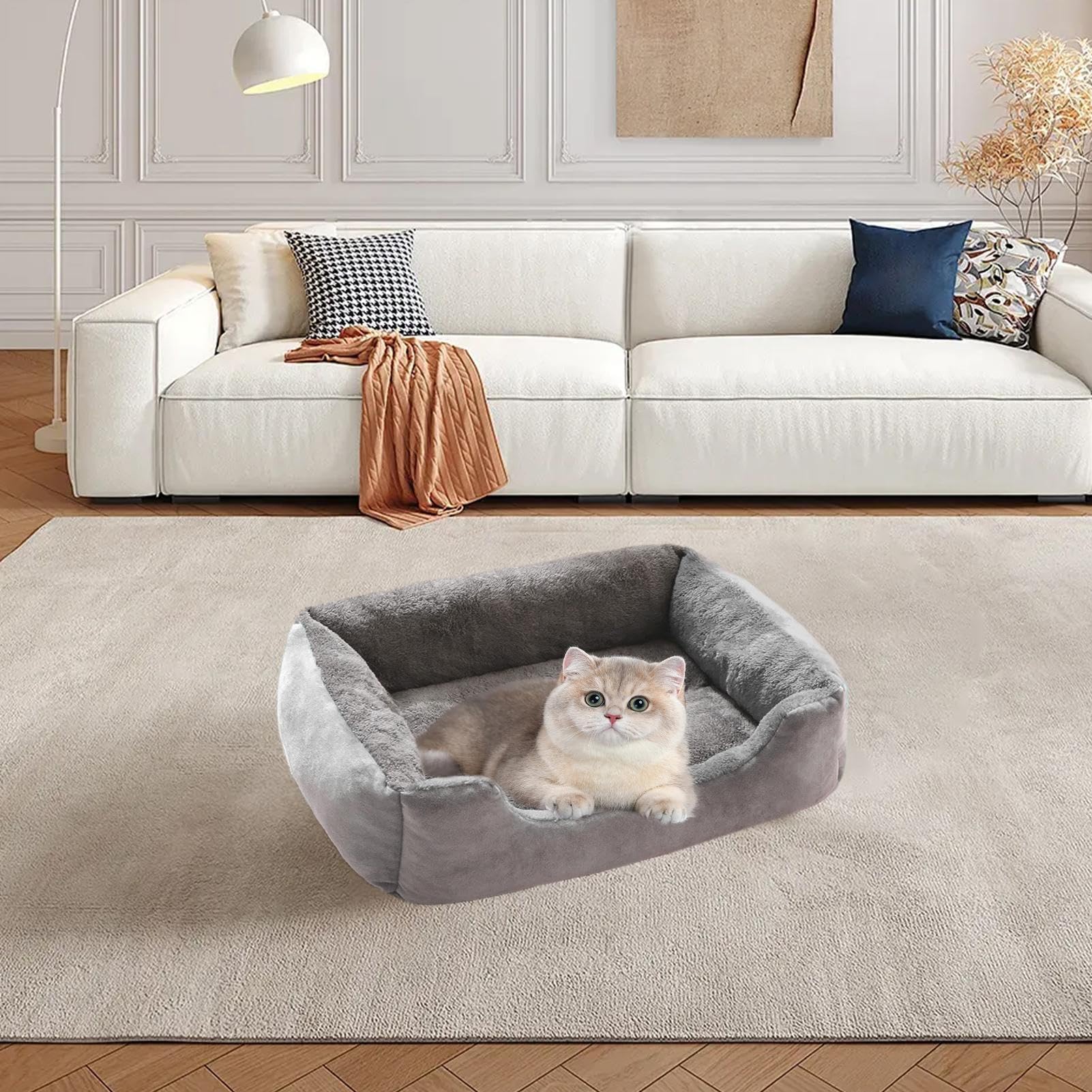 Sofá para Perros Cama para Mascotas de Cachorros y con Fondo Antideslizante | Calmante Para Dormir Y Calentar Suave Para Interior Exterior Sala Balcón Suelo Terraza