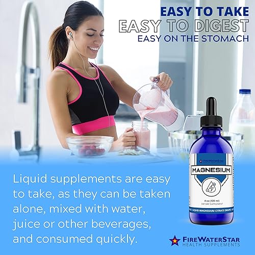 Miniatura 3 de FWS - Suplemento de citrato de magnesio líquido para adultos y niños, citrato de magnesio puro, orgánico, sin OMG, vegano, apoya el sueño, calma y