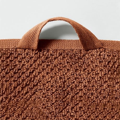 Miniatura 5 de Nate Home by Nate Berkus - Juego de 2 toallas de baño de tejido de arroz 100 % algodón, suaves y absorbentes, sólidas, de mDesign, color siena