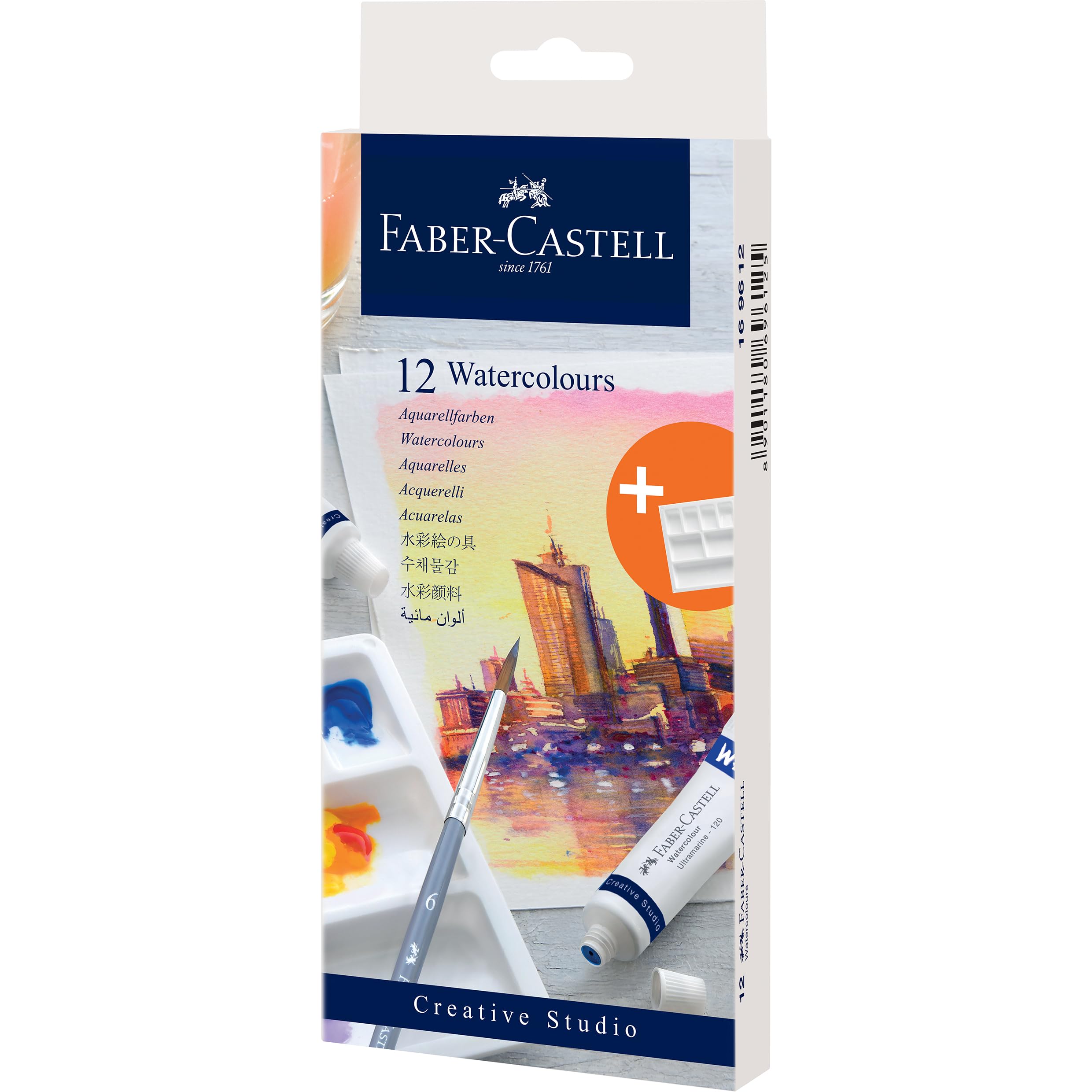 Faber-Castell Creative Studio Watercolour Paint Set – 12 x 9ml Tubes | Artist Grade Watercolours for Students & Beginners | Painting Colour Set for Paper & Canvas