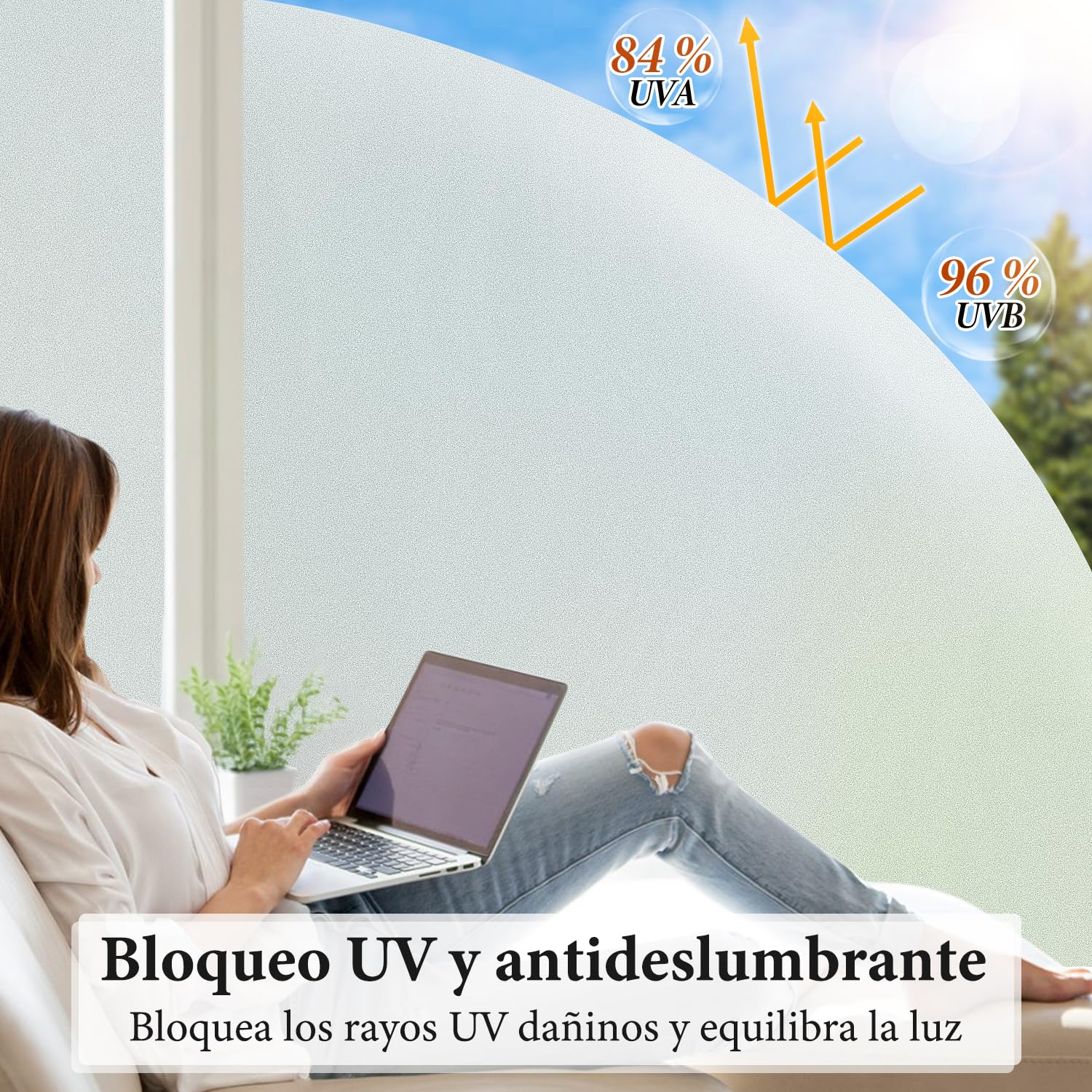 DUOFIRE Vinilo para Ventana de Privacidad Vinilo de Ventana Esmerilada Decorativa del Película de Ventana Autoadhesiva Sin Pegamento Película para Vidrio Anti-UV (60cm X 300cm, DS001)