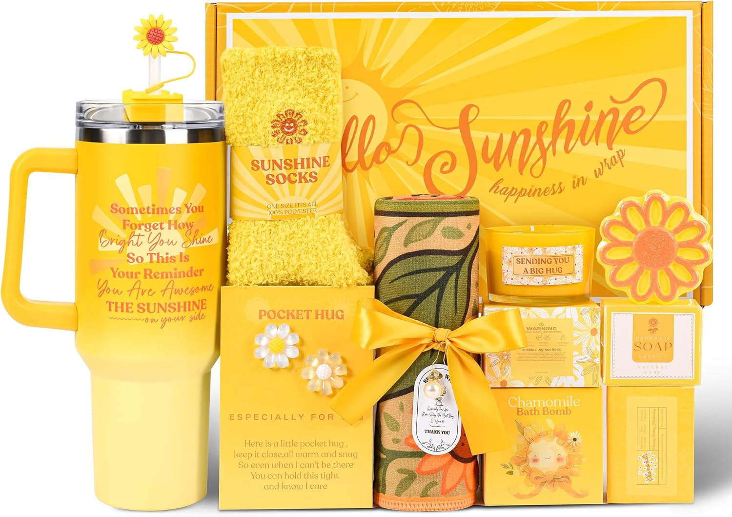 Mothers Day Gifts for Mom,Birthday and Get Well Gifts for Women After Surgery Recovery,Hello Sunshine Gift Box, Themed Gifts Set Get Well Soon Gift Basket