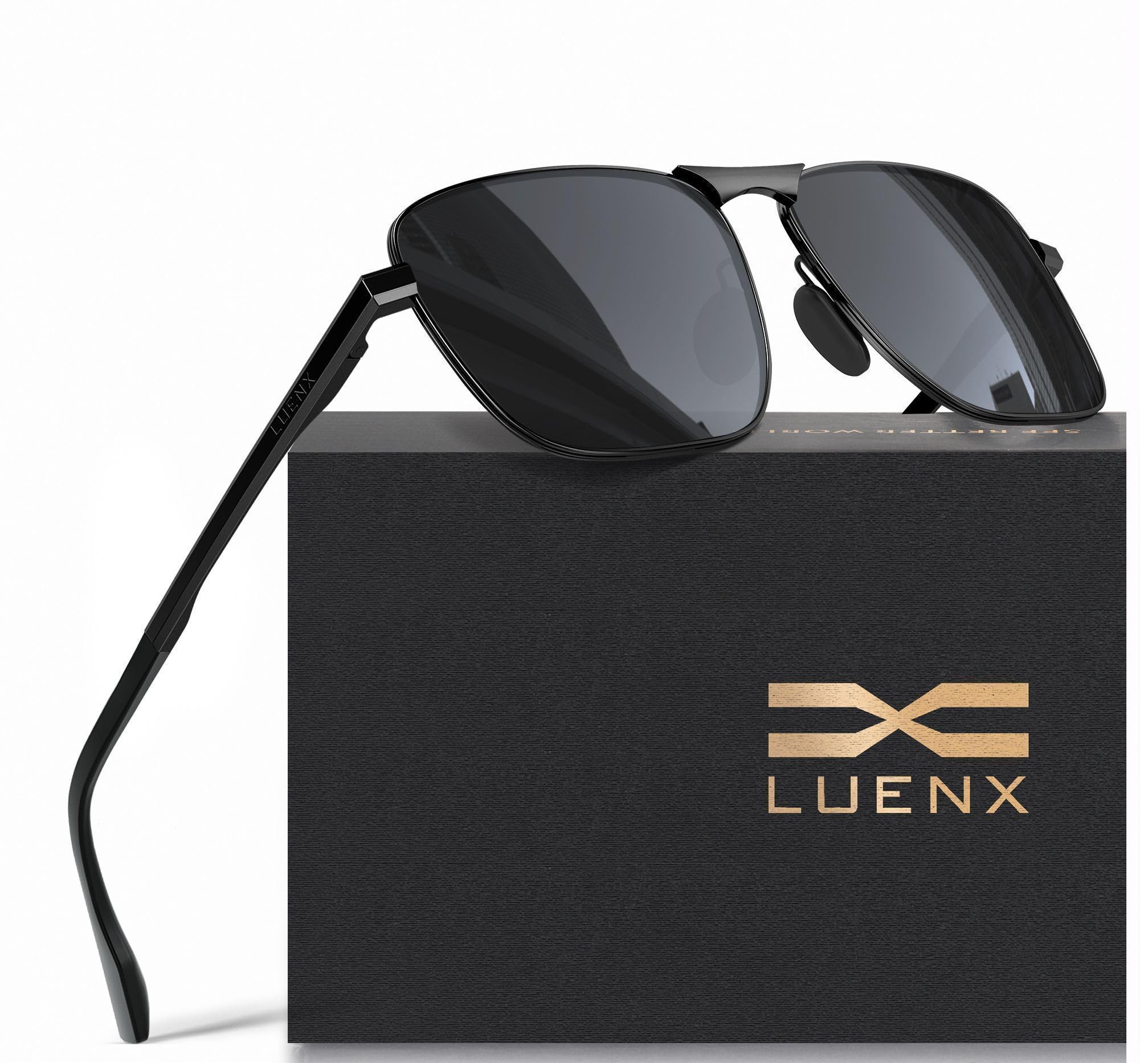 LUENX Aviator Sunglasses for Women Men Polarized Lens with Accessories - UV 400 Protection 60MM