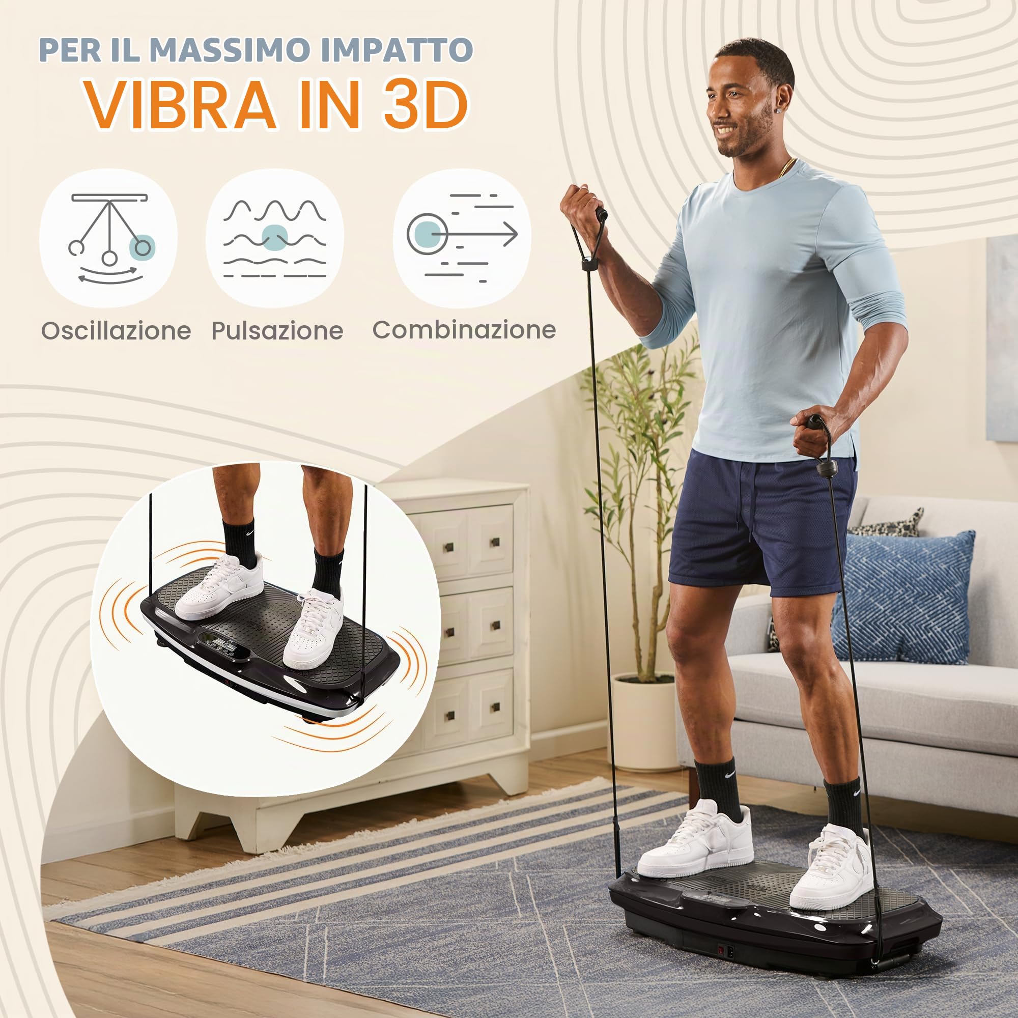 Lifepro - Macchina vibrante per esercizi con agopunti magnetici, piattaforma vibrante per principianti e recupero, massaggiatore linfatico ideale per tonificare i muscoli e fitness in generale