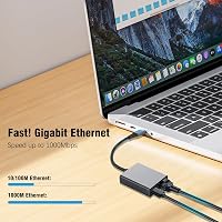 RUIZHI 100W USB-C Ethernet Adapter - Gigabit RJ45 Hálózati Csatlakozó és Gyorstöltő Chromecast, Telefon, MacBook és Windows Eszközökhöz 2