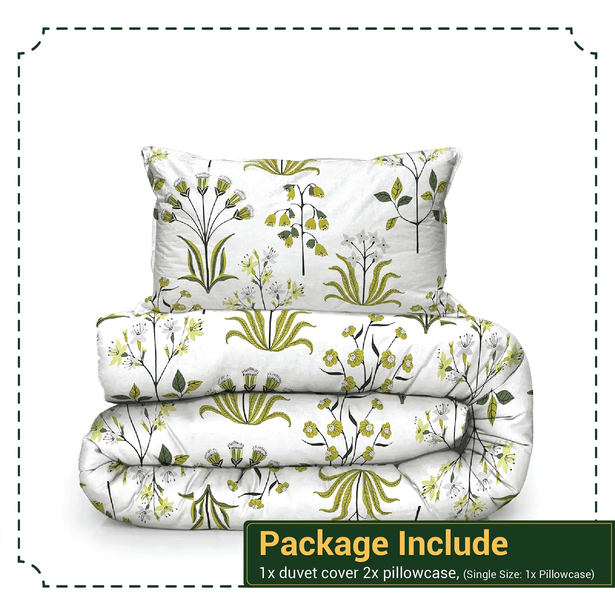 Shadow Sleep Floral Duvet Cover Set Double, 400 Thread Count 100% Egyptian Cotton Bedding - Image 2
