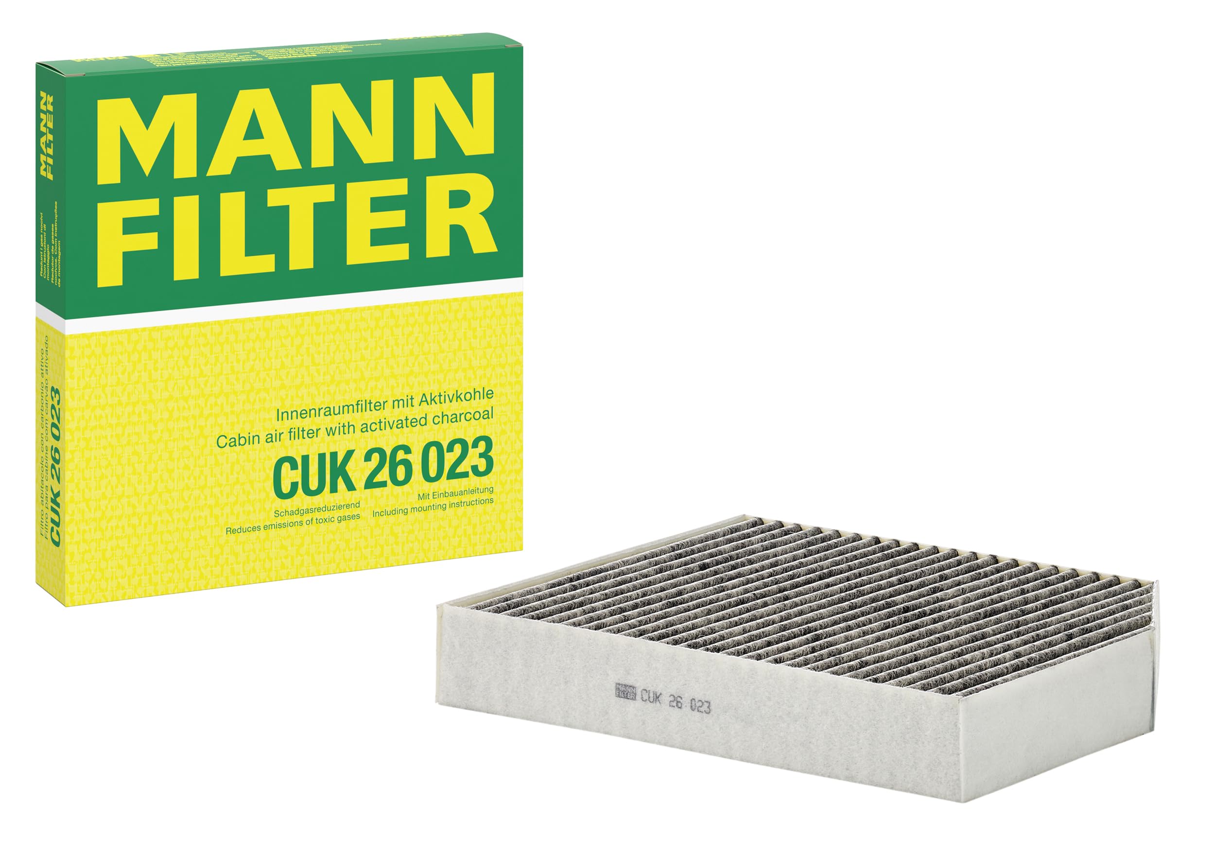 Mann Filter CUK 26 023 Automotive Cabin Air Filter with Activated Carbon, Car & Truck Passenger Compartment OEM Filter Replacement for Mercedes Benz: GLC300, C300, GLC300 and more