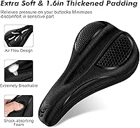Vista 7 de Cojín de asiento de bicicleta acolchado de gel extra suave y cómodo para hombres y mujeres, cómodo, con pelotón estacionario, ejercicio, bicicletas
