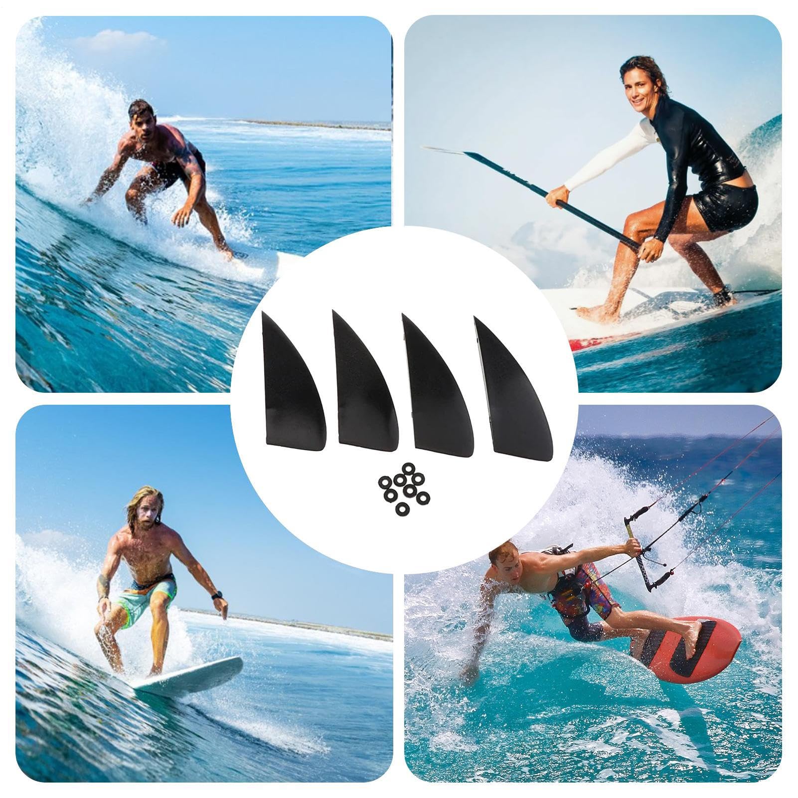 Aileron De Surf,Stabilisateur Aquatique Démontable pour Kitesurf | Set de 4 Pièces Léger Amovible pour Surf, Natation et Sports Nautiques