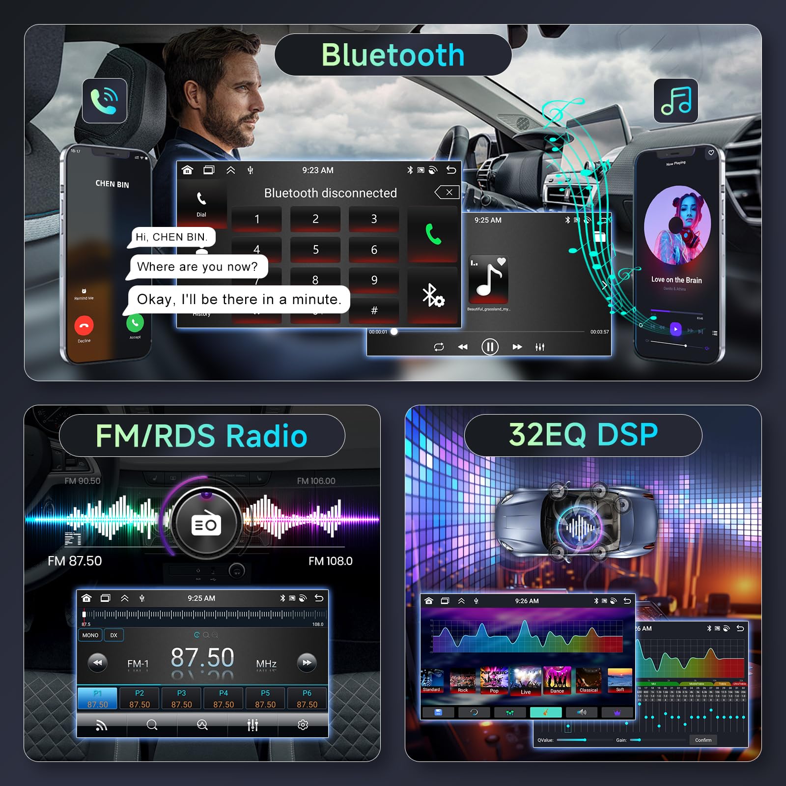 [6G+128G] 8-Core Radio para Audi A3 2003-2012/S3 2006-2012/RS3 2011-2012 Android Radio Coche con Bluetooth GPS,Hodozzy Pantalla Táctil de 9 Pulgadas con Carplay Android Auto,WiFi USB,DSP,FM/RDS Radio