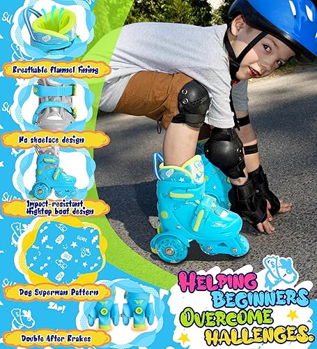 Miniatura 2 de Patines de ruedas ajustables para niños, niñas y señoras con ruedas que se iluminan con flash (edad 3-9), equilibrio de tres puntos, empaque de caja