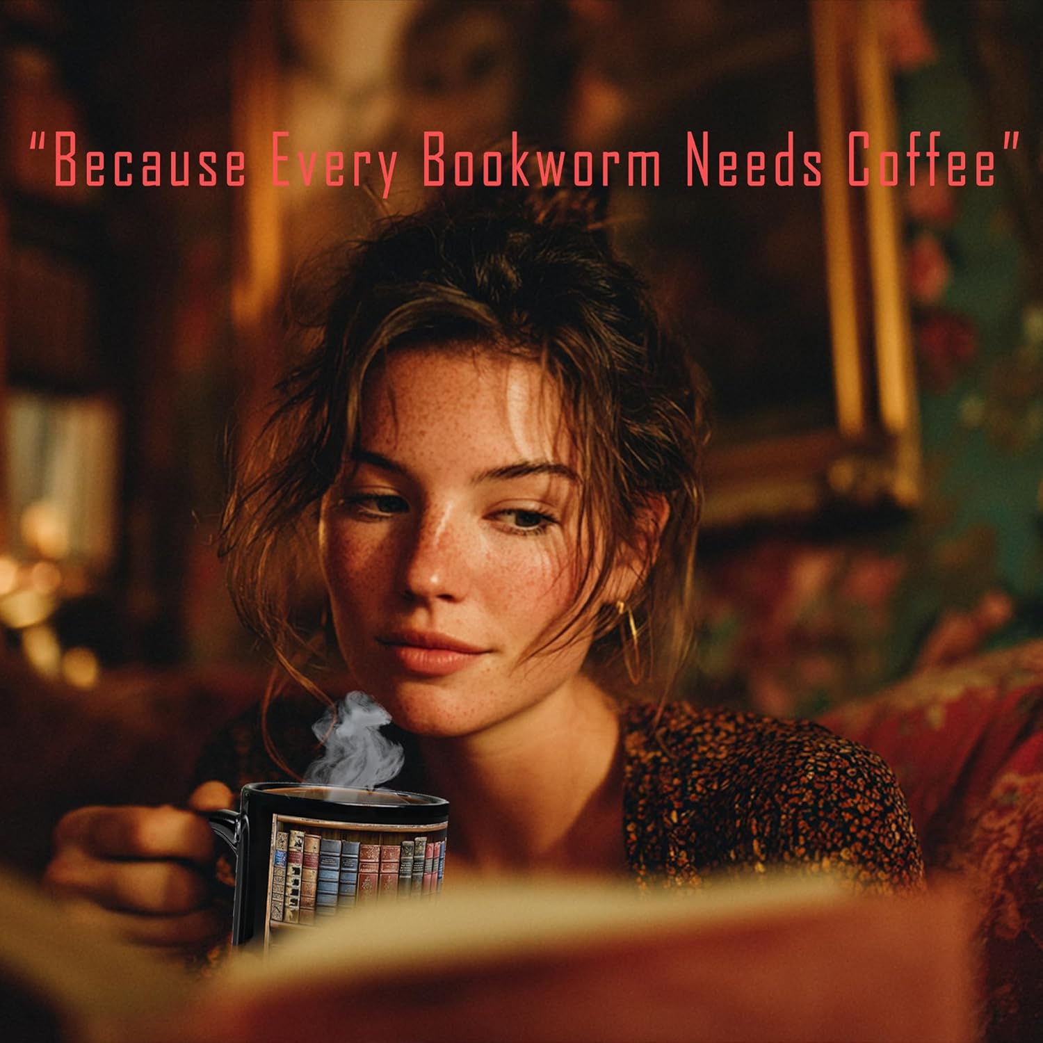 Book Mugs For Book Lovers: 15oz Capacaty, Made of Glossy Black Ceramic Perfect Reader Gifts, Bookshelf Design (Black, 15 oz B) - Image 6