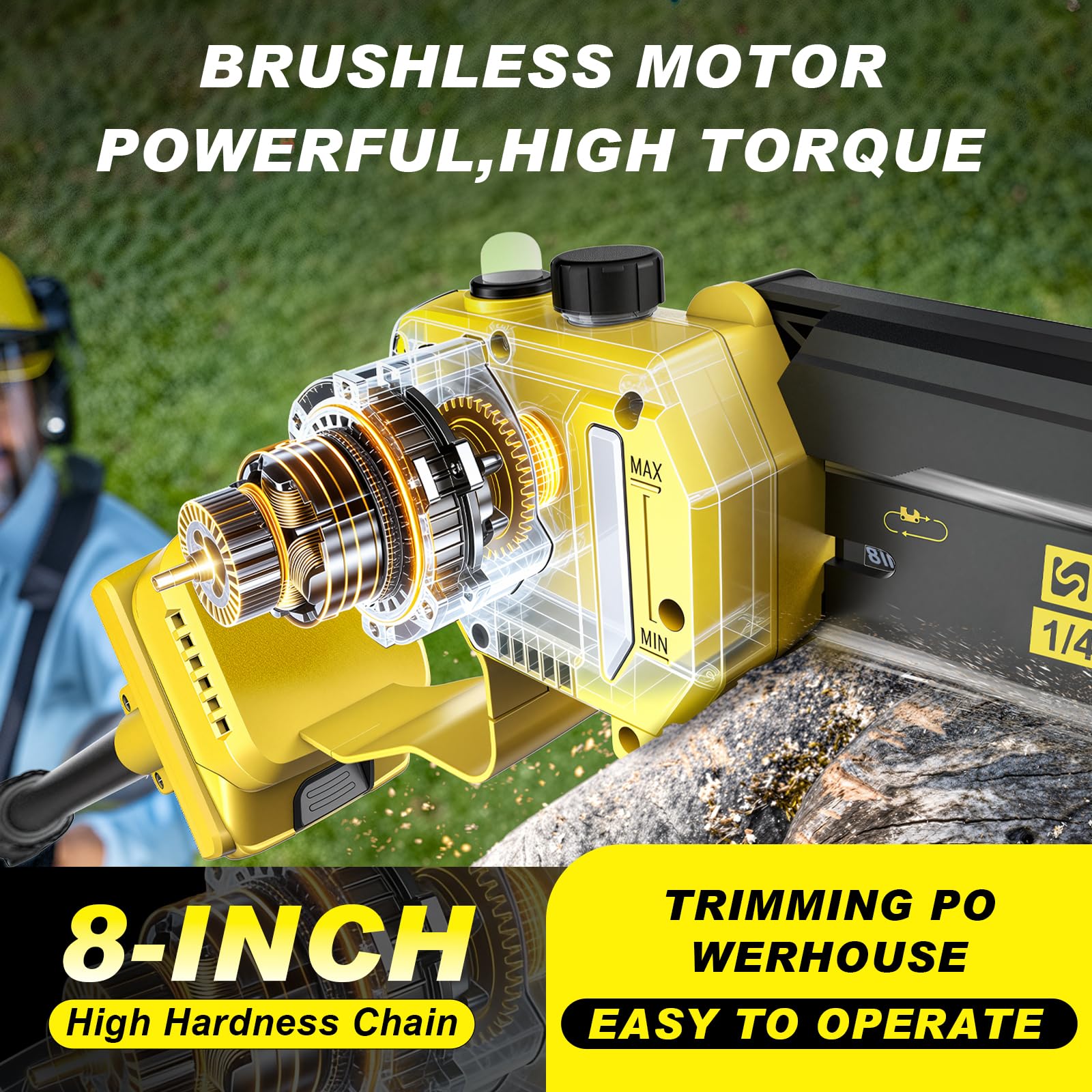 Élagueuse sans fil 2 en 1 pour Makita 18 V, mini tronçonneuse sans balais de 20,3 cm avec batteries de 4000 mAh, portée de 4,2 m, tronçonneuse électrique pour arbres, coupe des branches, outil de