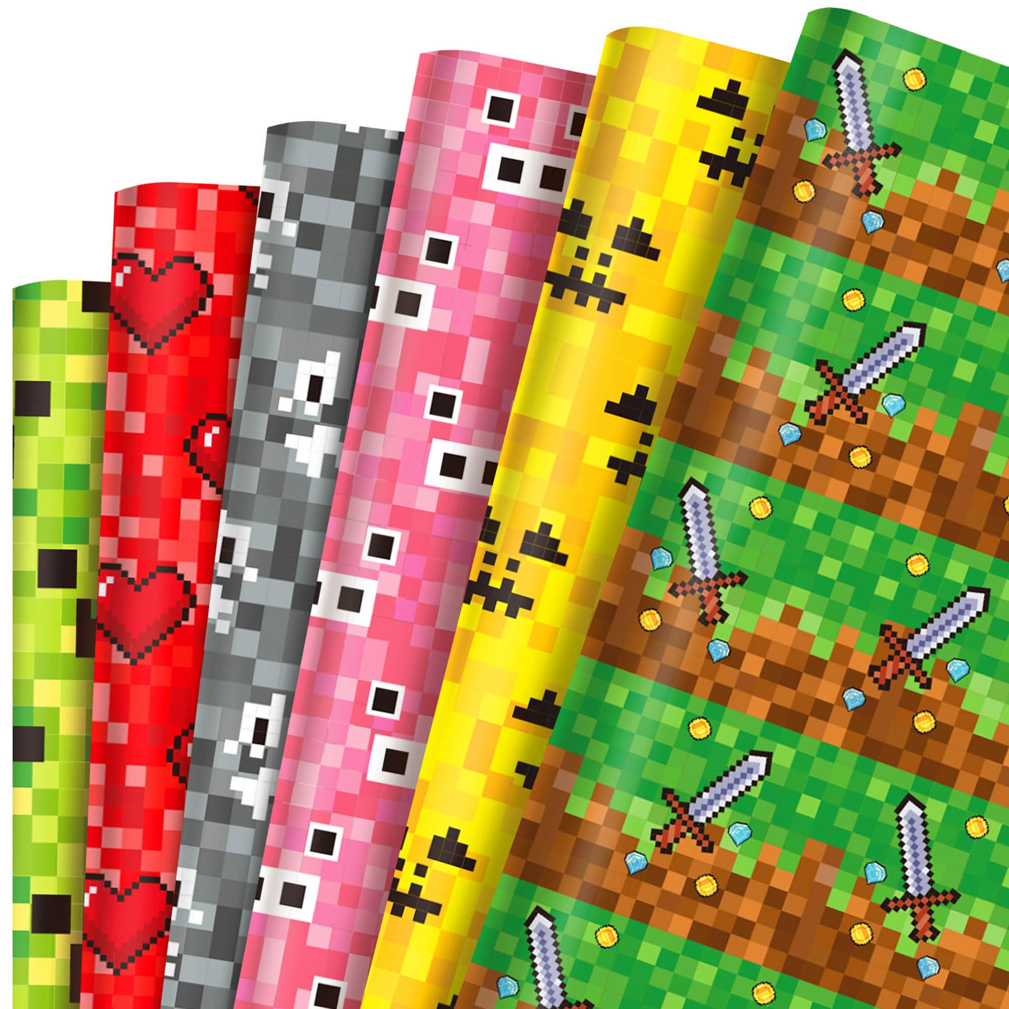 12 Sheet Pixel Birthday Party Decoration Pixel Theme Goodies Present Wrapping Paper Decoration Boys Present Wrap Paper Boys Birthday Party Supplies Game Fans Decors