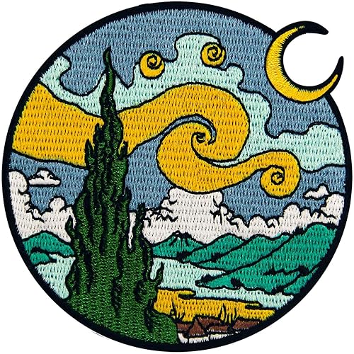 Miniatura 4 de Parche bordado de cielo estrellado con apliques para coser en emblema, azul