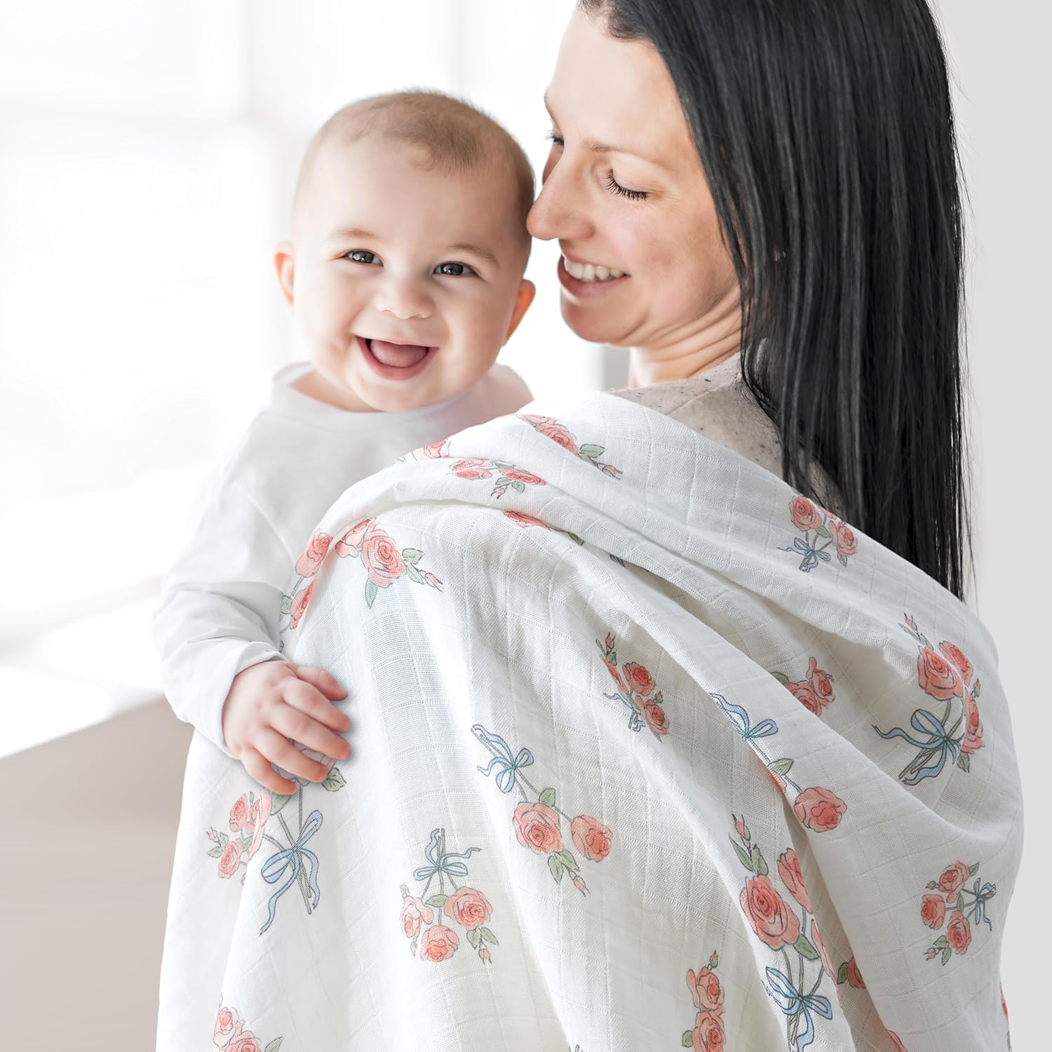 4-Pack 100% Cotton Muslin Swaddle Blankets, Large 47 x 47 Inches — Breathable Soft Receiving Blankets for Newborns, Swaddling Wraps, Baby Essentials, Registry Gift (Butterfly Floral Garden) - Image 2