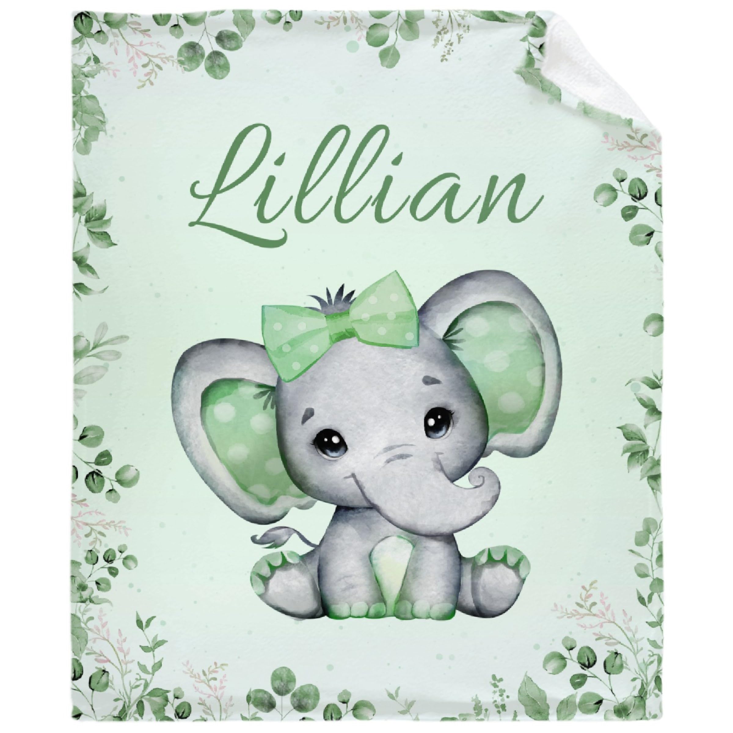 Customized Elephant Name Blanket Gifts for Baby Girls Toddler, Kids, Teens & Adults,Birthday Christmas Baby Shower Throw Blankets