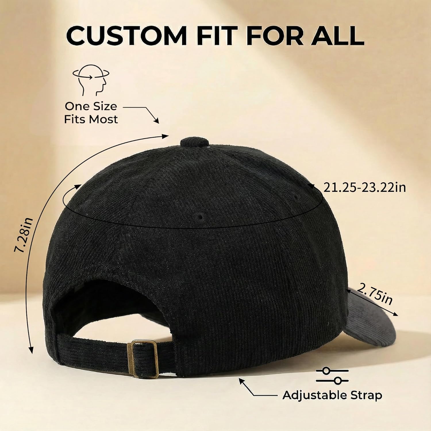 HH HOFNEN Baseball Cap Structured Corduroy Trucker Cap Vintage Adjustable Color Block Outdoor Hat for Men and Women - Image 5