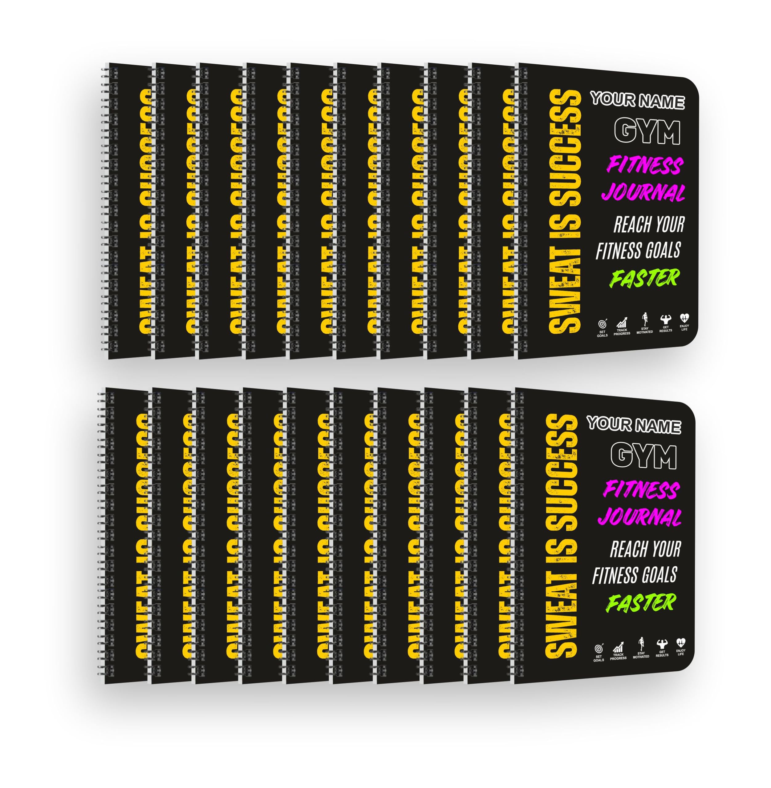 Kreative Korner Customise with you GYM Logo Food and Fitness Journal Meal Diary Workout Wellness Log Notebook Planner Weight Loss Diet Meal Exercise Health Tracker5.8 x 8.2" Thick Cover (20 PCs)-picture-21