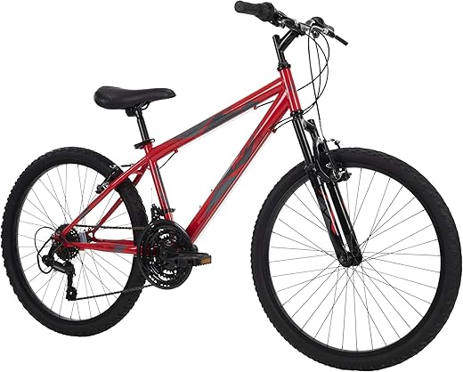 Huffy Stone Mountain Hardtail Mountain Bike, 24 Inch, 21-Speed, Lightweight, Gloss Red (74808)