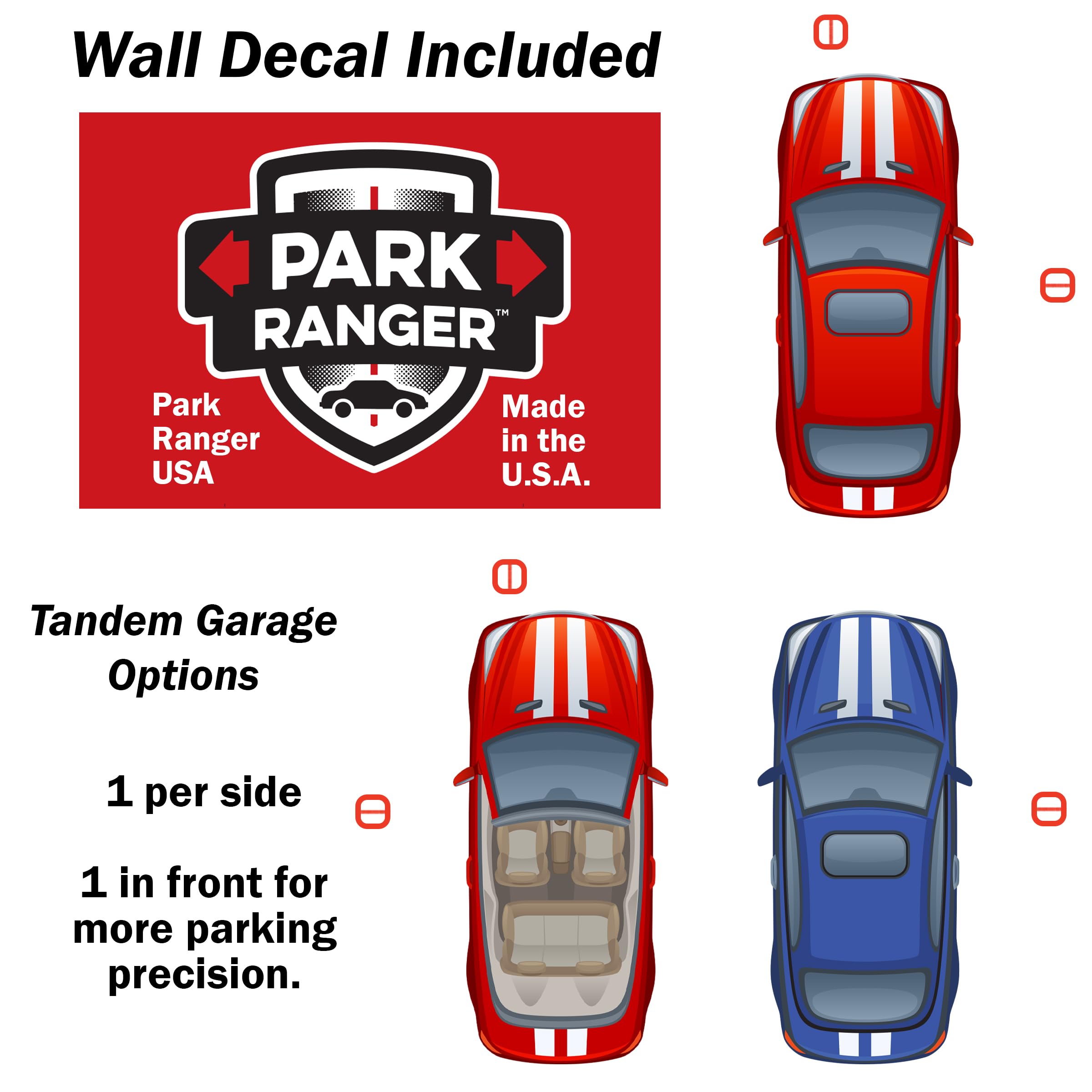 Park Ranger 1 Pcs: U.S.A. Made Garage Parking Aid Bright White