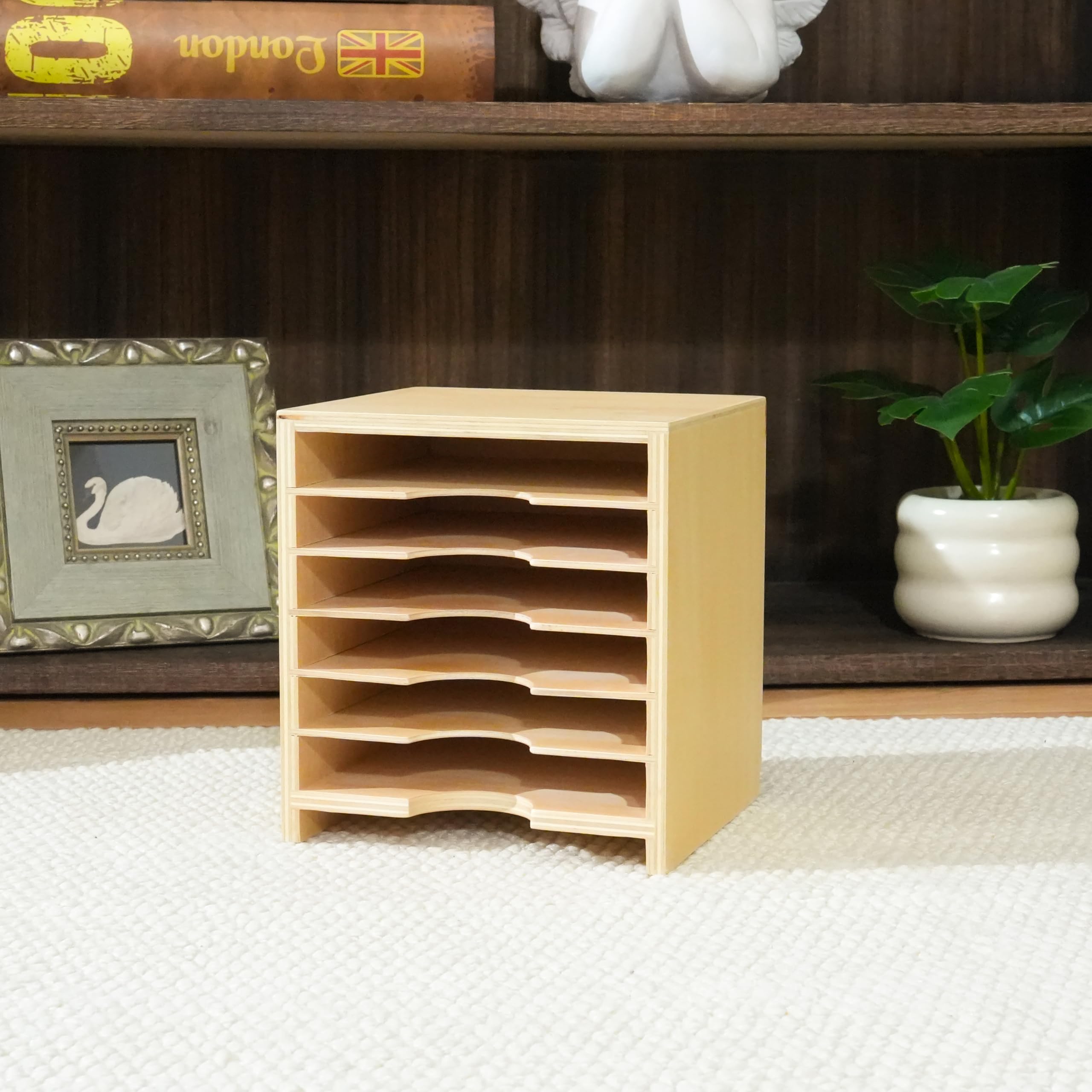 Premium Montessori Karten-Schrank für Kinder– 6-etagige Holz-Aufbewahrung für geometrische Karten, Nomenklatur & Lernmaterial, kompakter Klassenraum-Organizer, ohne Montage, Klassenzimmer ab 3 J.