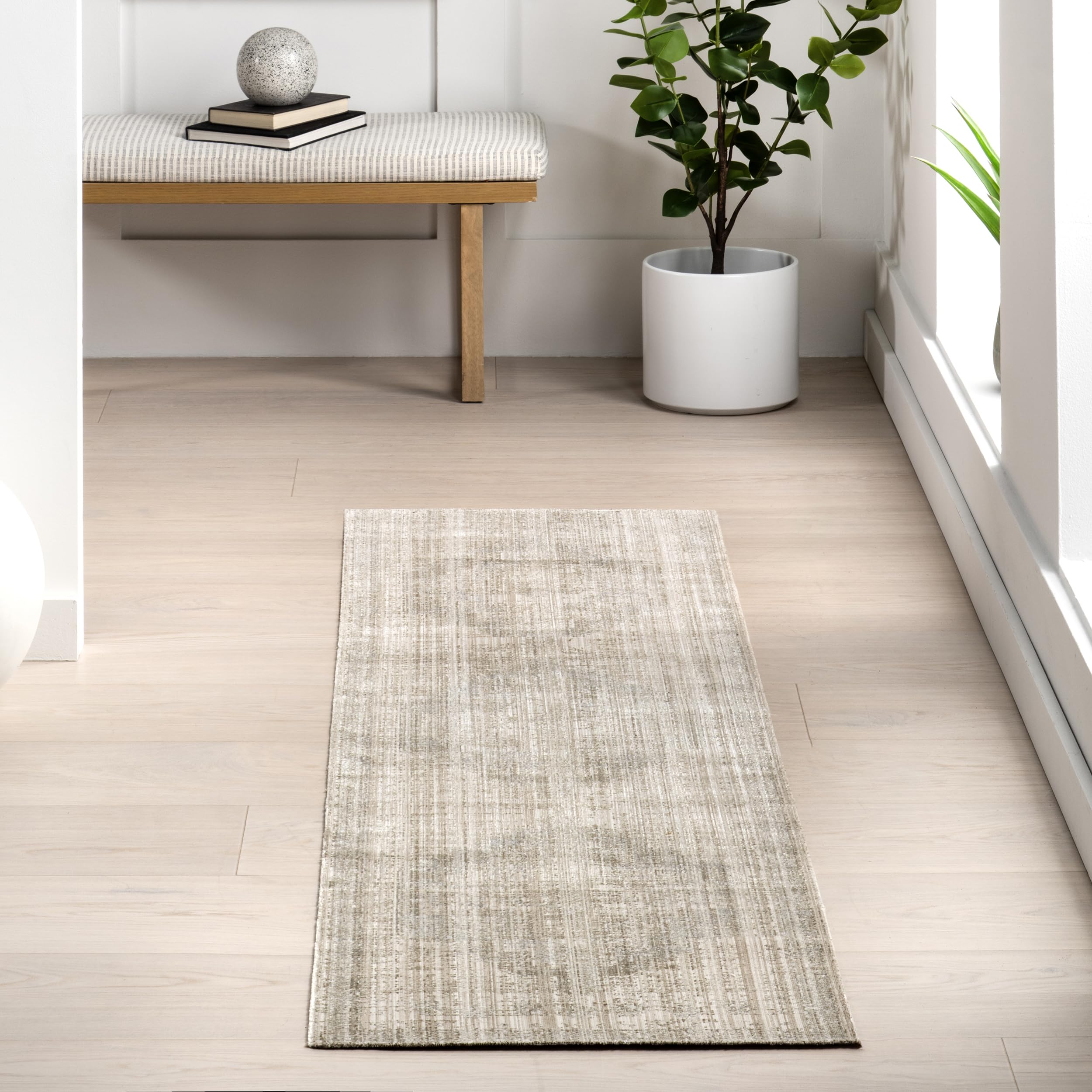 Tapis de couloir lavable nuLOOM Lotus contre les taches de l'entrée