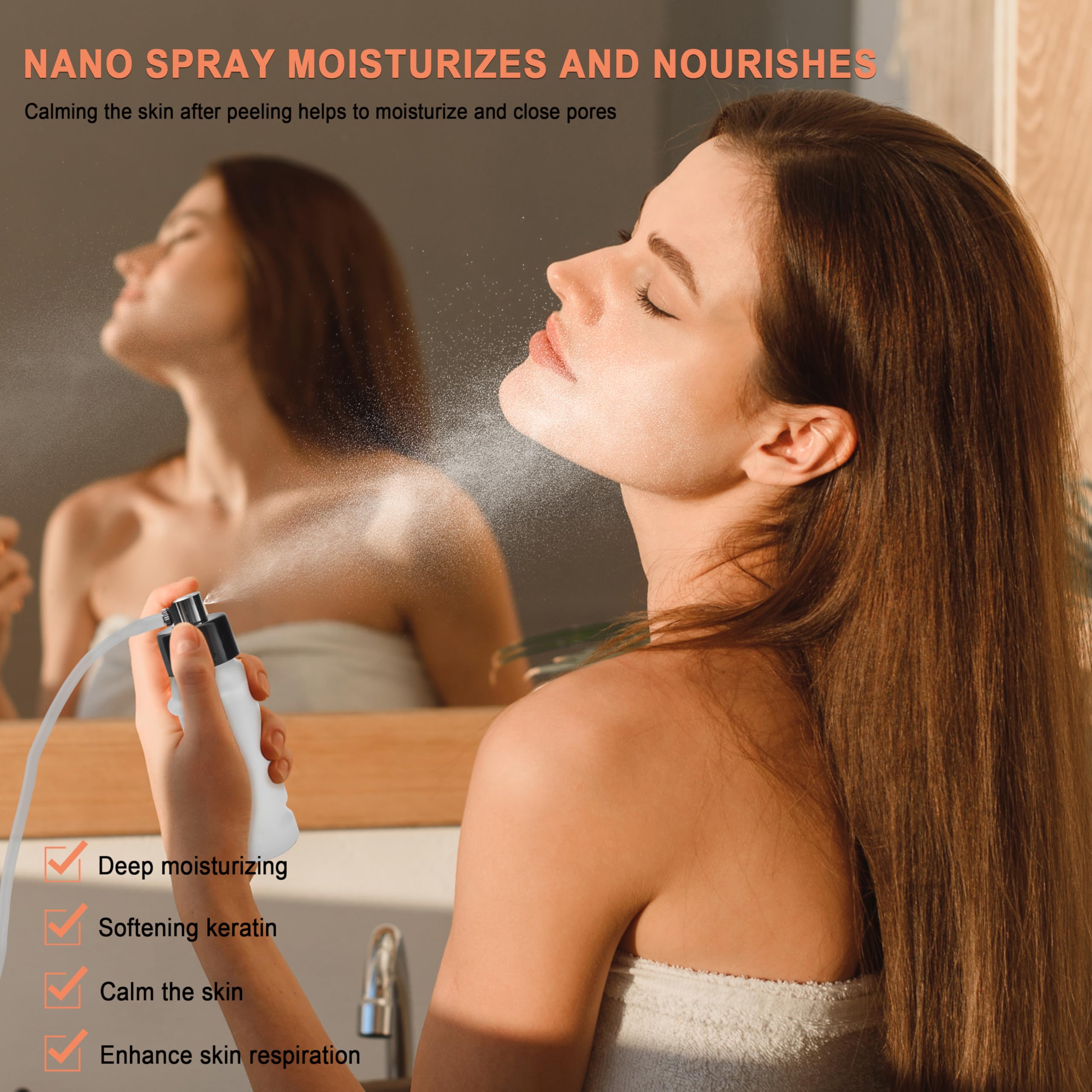 Elitzia Appareil de microdermabrasion diamant 2 en 1 professionnel pour la beauté du visage, le gommage à la maison, pulvérisation d'aspiration d'acné, microdermabrasion des points noirs, nettoyage du