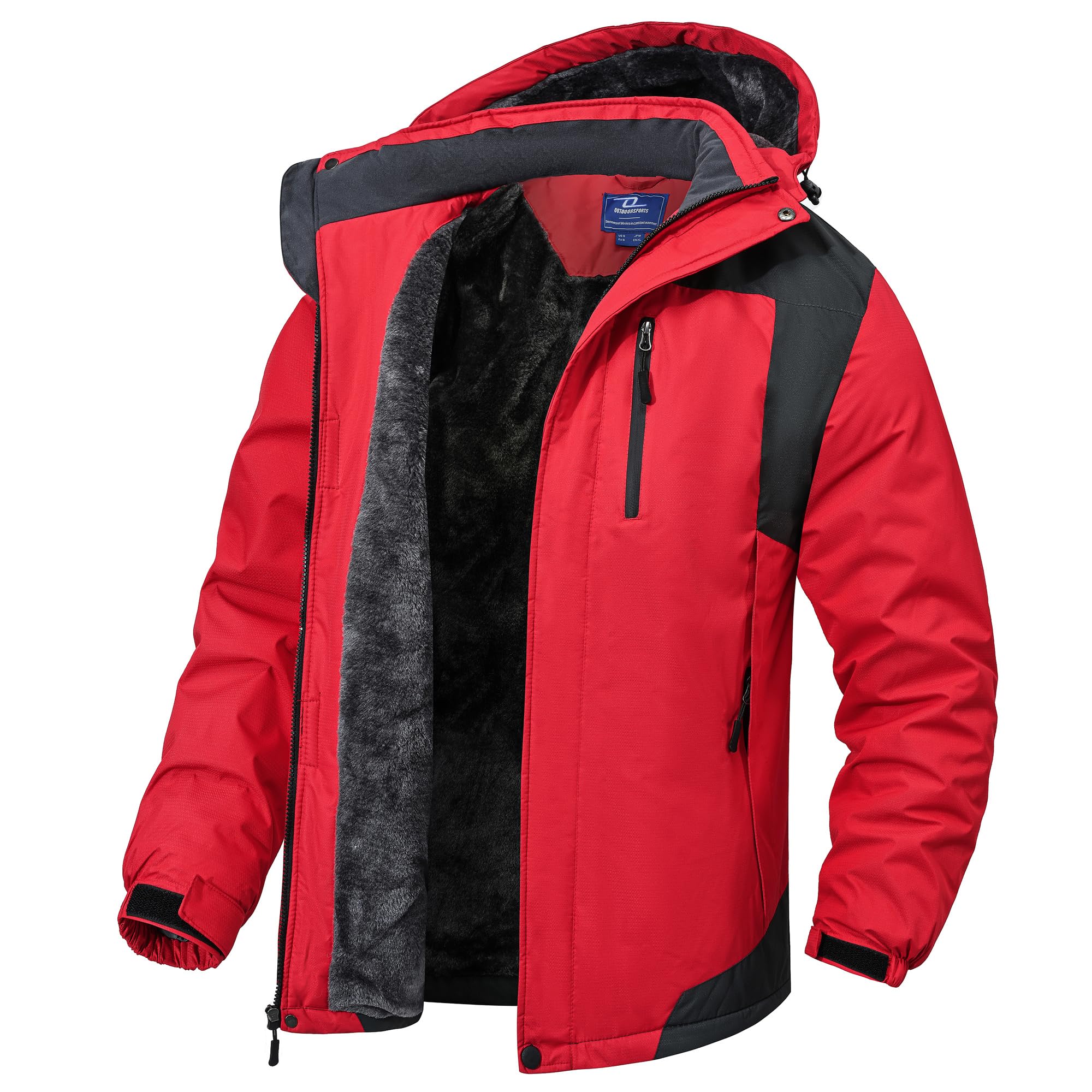 Zzkouine Impermeabile Giacca Da Montagna In Pile Da Uomo Giacca Da Sci Calda Multi-Tasche Adatto Per Sport Invernali E Attività Outdoor In Montagna Antivento Impermeabile E Traspirante