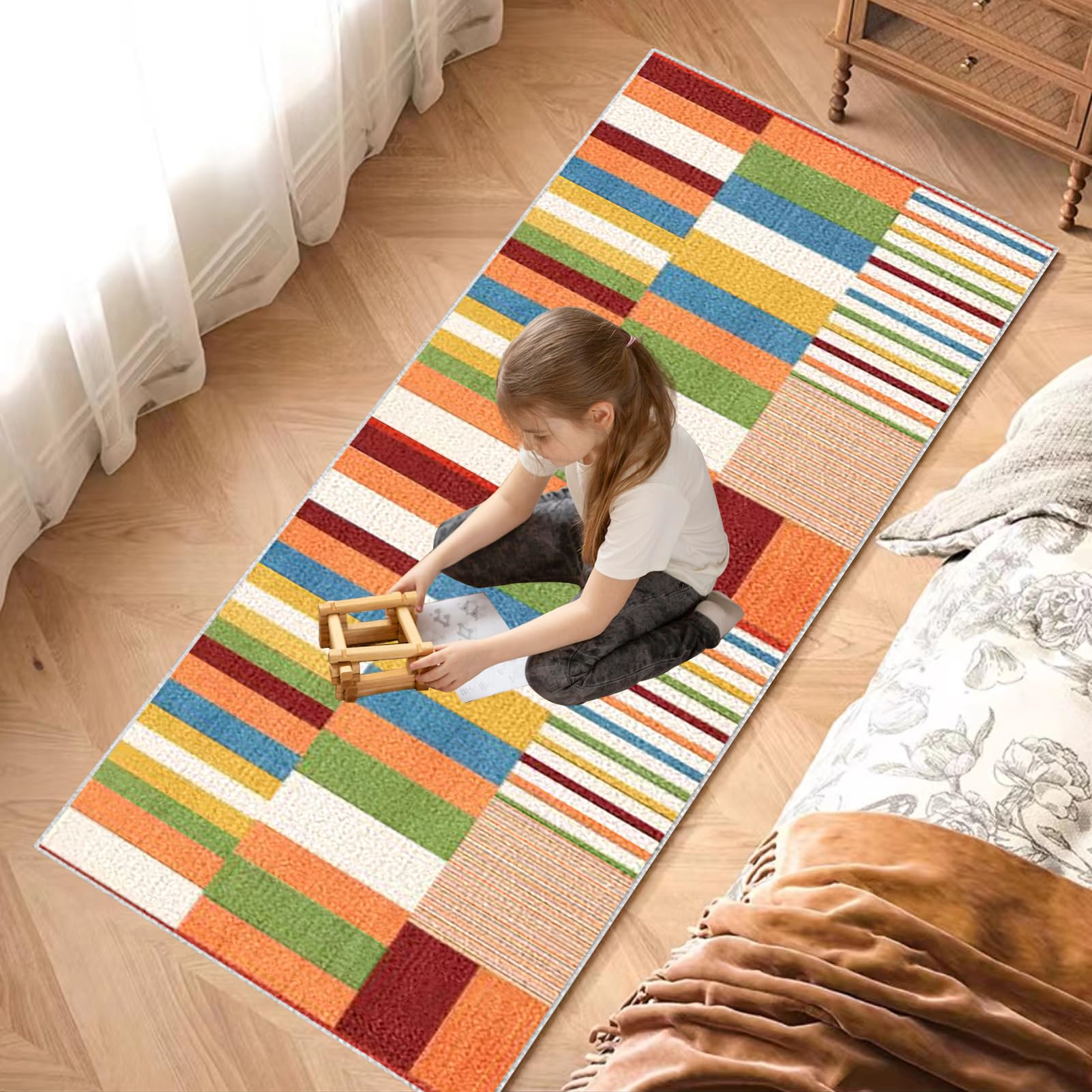 Dywan do korytarza 60 x 120 cm antypoślizgowy dywanik kuchenny zmywalny długi dywan do sypialni krótkie włosie wąski długi dywan wejście do salonu mata chłonna