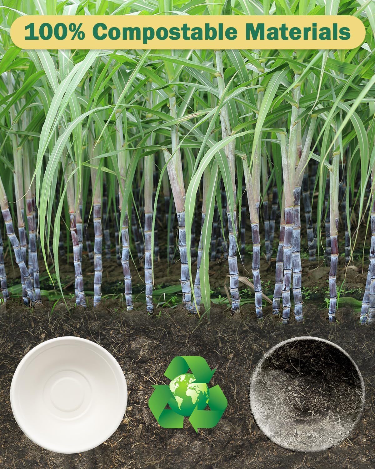 Dynta Paper Bowls 110 Pack 32oz Disposable Bowls, Heavy Duty Compostable Bowls, Eco-Friendly Biodegradable Bowl, Large Paper Bowls Bulk for Hot Soup, Salad, Party (White)