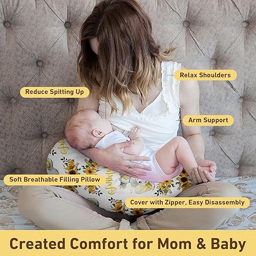 Miniatura 2 de Funda de almohada de lactancia para bebé, fundas suaves de lactancia con nombre personalizado, funda de almohada de lactancia materna para