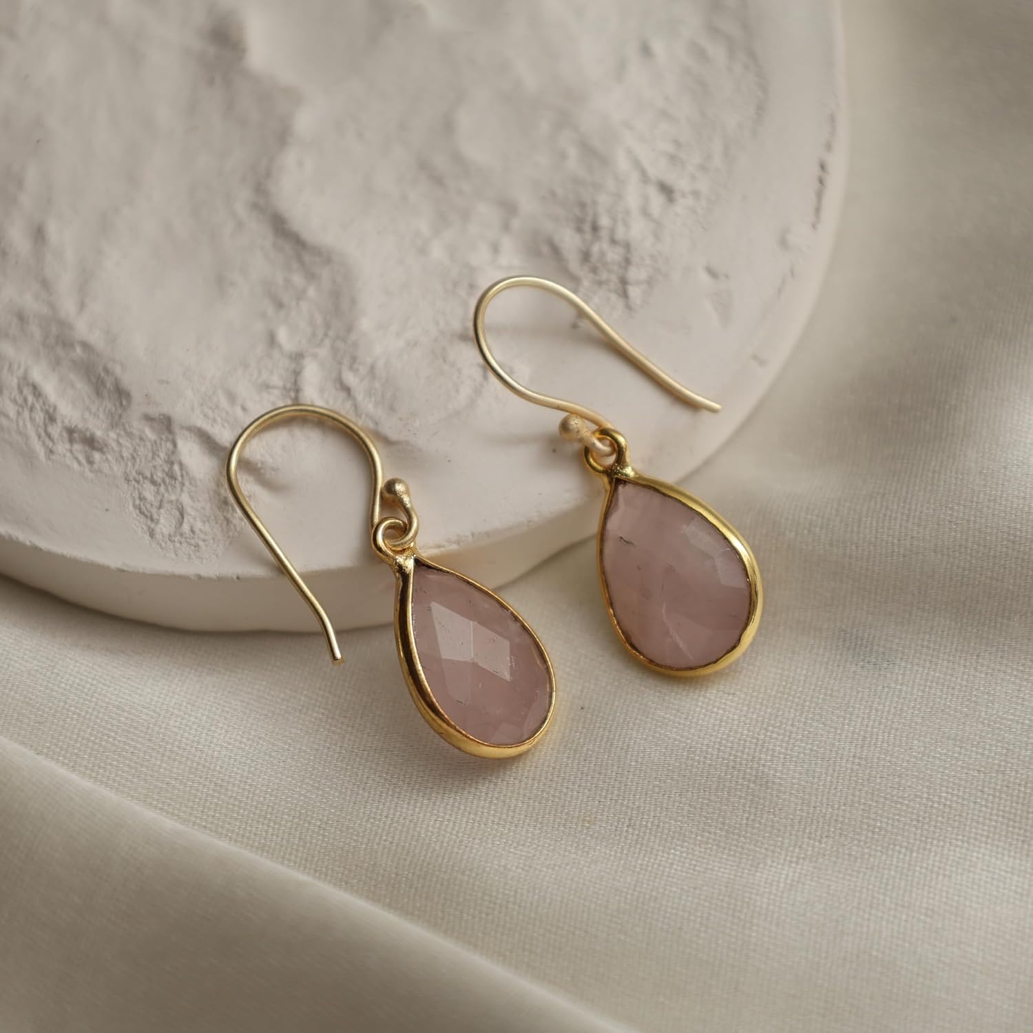 Gempires Teardrop Crystal Earring, Pear Shape Dangle Drop Earrings, Natural Gemstone Earring, Minimal, Everyday Wear, Hypoallergenic 14k Gold Plated, Gift for Mom Wife friend - Image 2