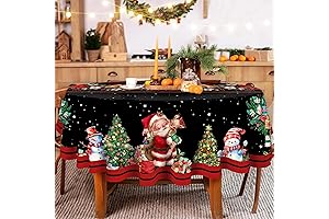 Christmas Round Tablecloth 70 Inch, Christmas Table Decorations Round Table Cloth Set